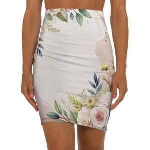 Elegant Floral Mid-Waist Pencil Skirt for Women - Perfect for Work or Casual Outings