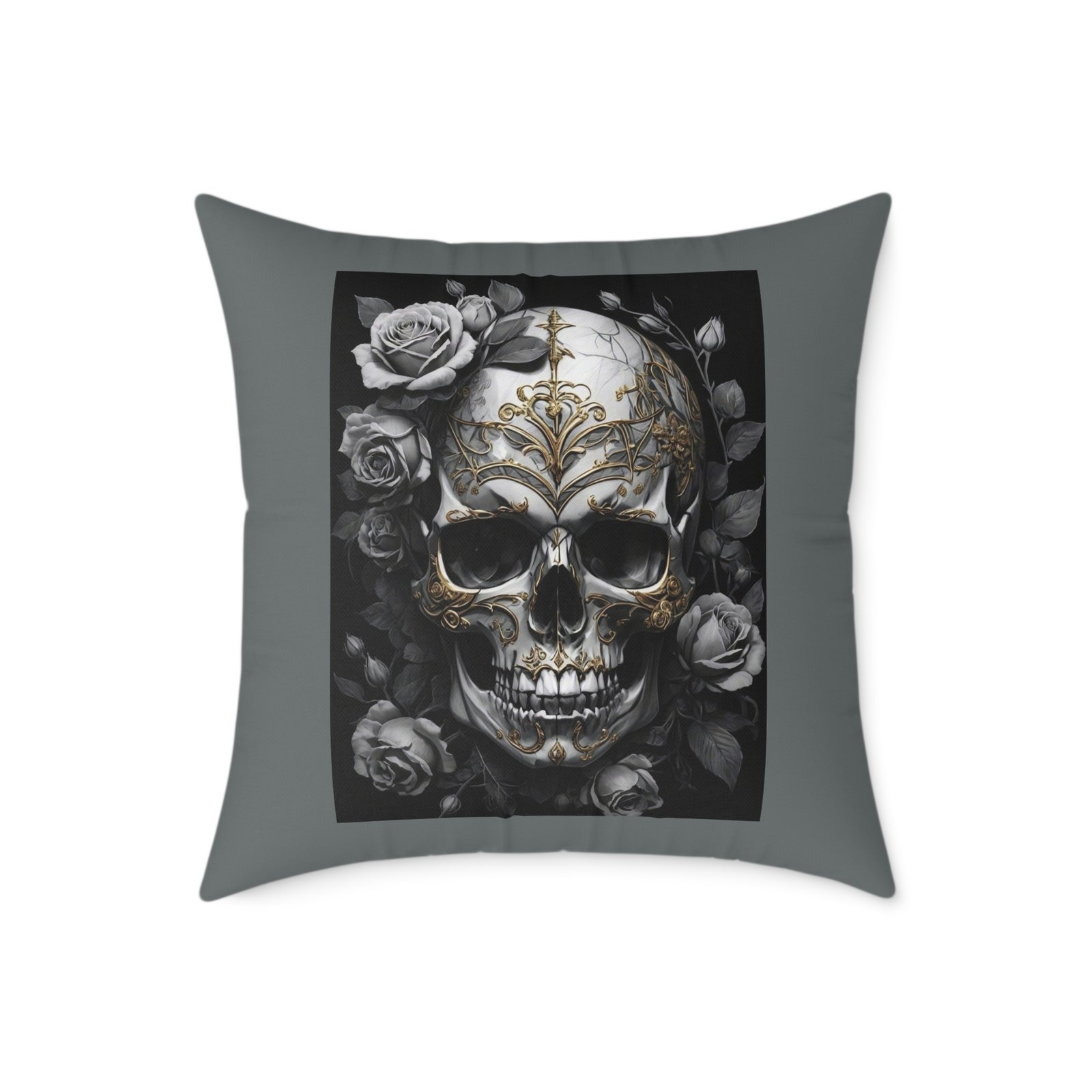 Skull Print Square Poly Canvas Pillow - Image 13