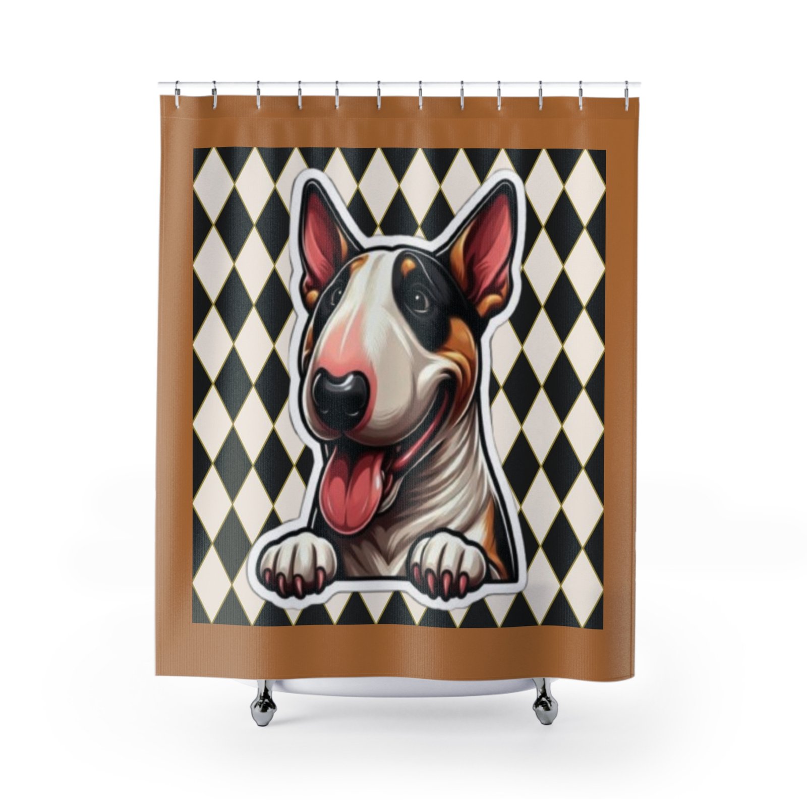 English Bull Terrier Shower Curtain | Cozy Pet Decor, Dog Lover Gift, Rustic Bathroom Accessory, Home Decoration