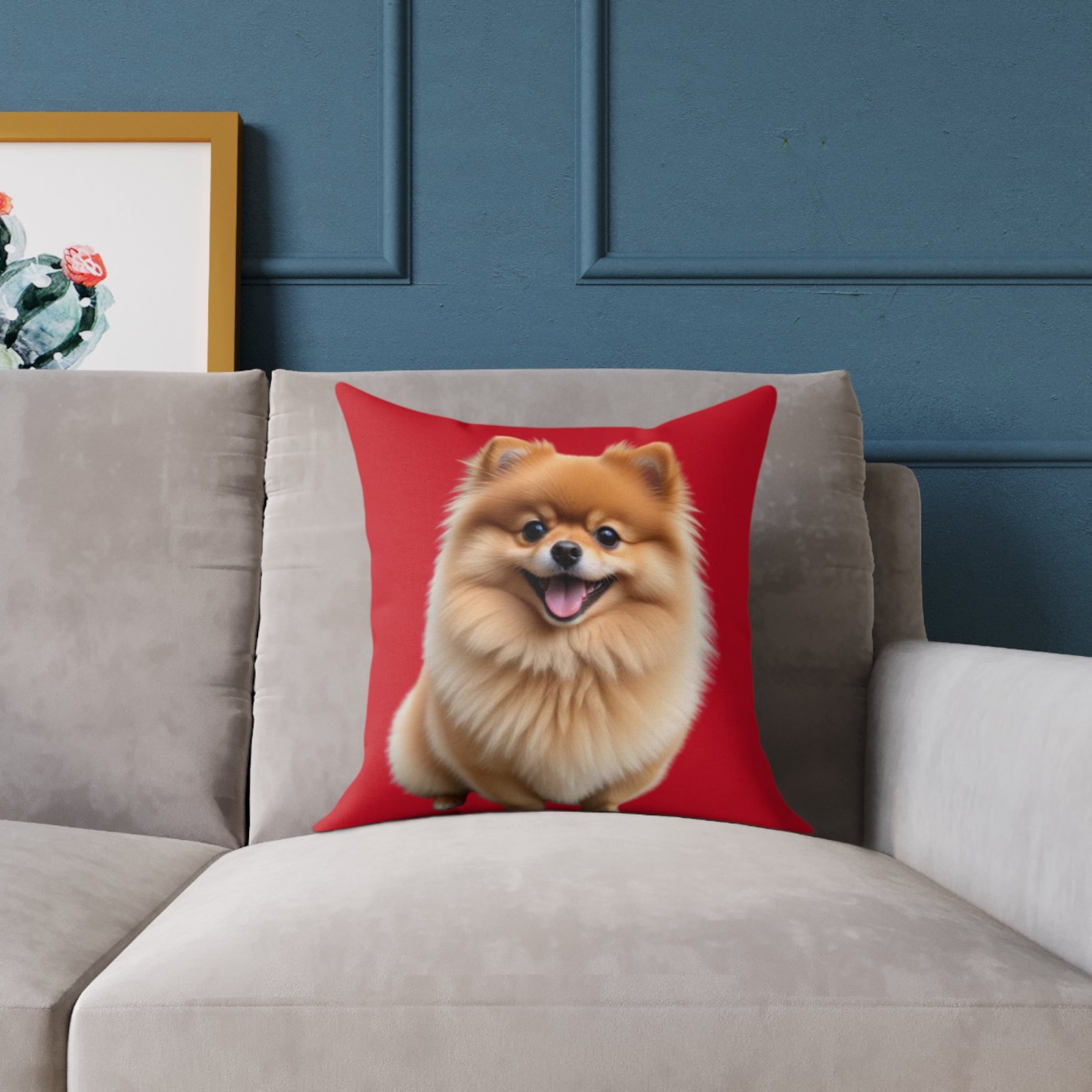 Pomeranian Dog Square Poly Canvas Pillow - Image 3