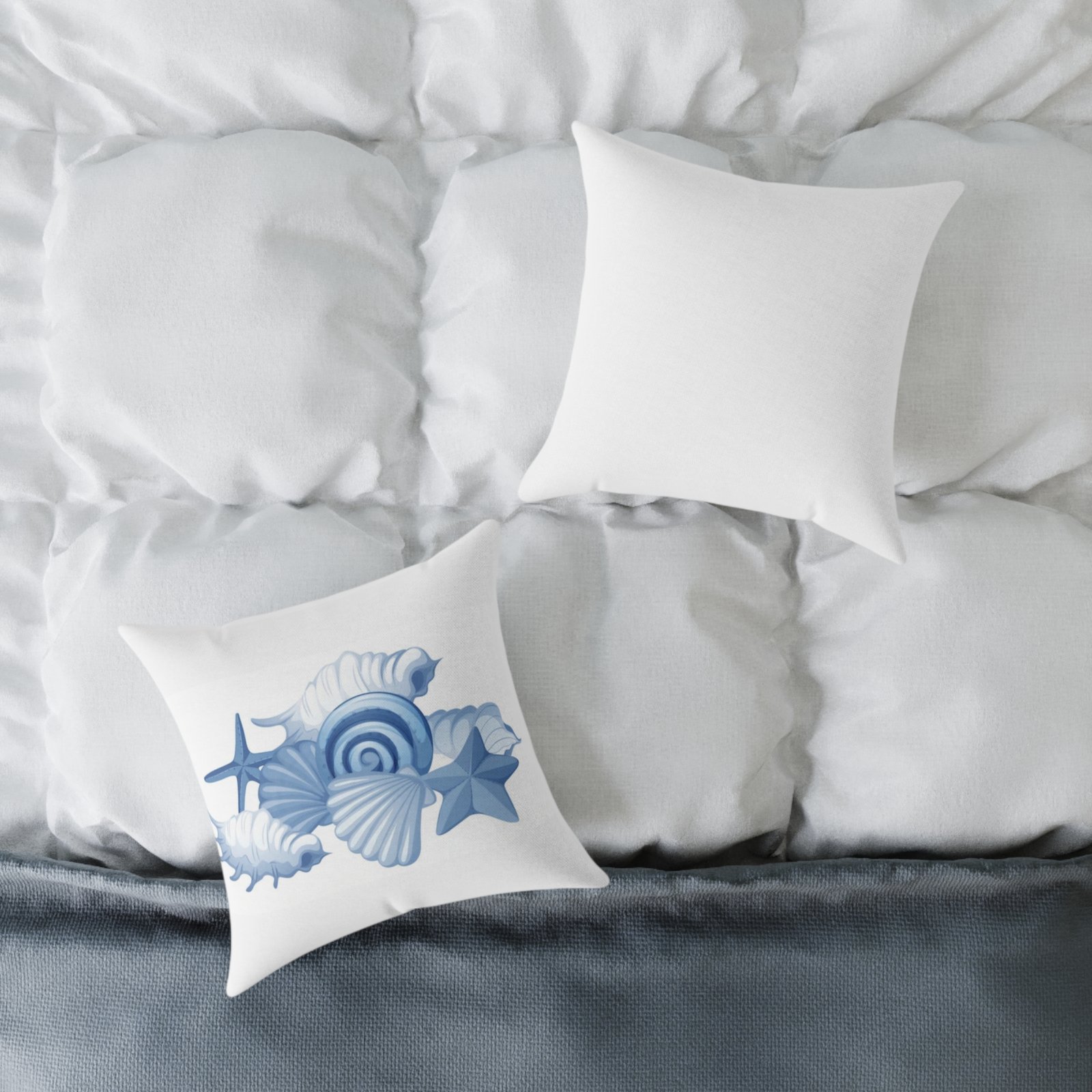Sea shells Seaside Beach Square Poly Canvas Pillow 08 - Image 4