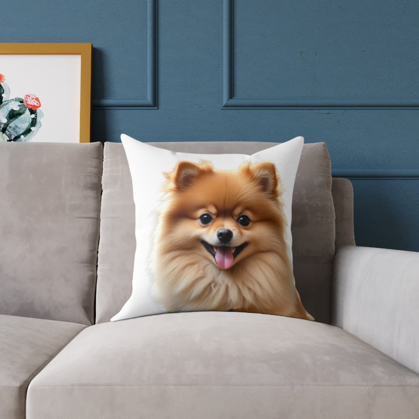 Pomeranian Dog Square Poly Canvas Pillow - Image 7