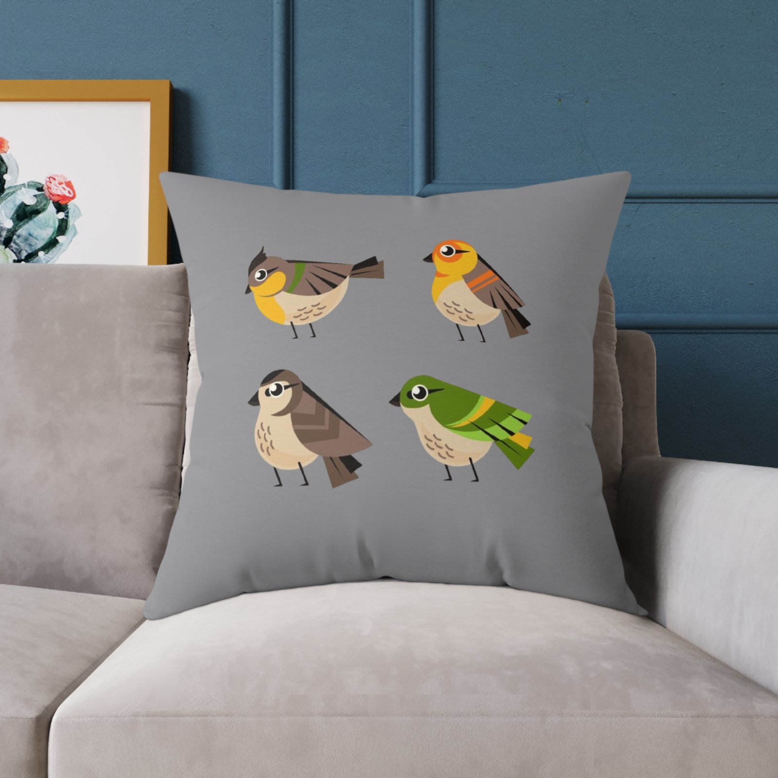 Bird Design Square Poly Canvas Pillow - Image 19
