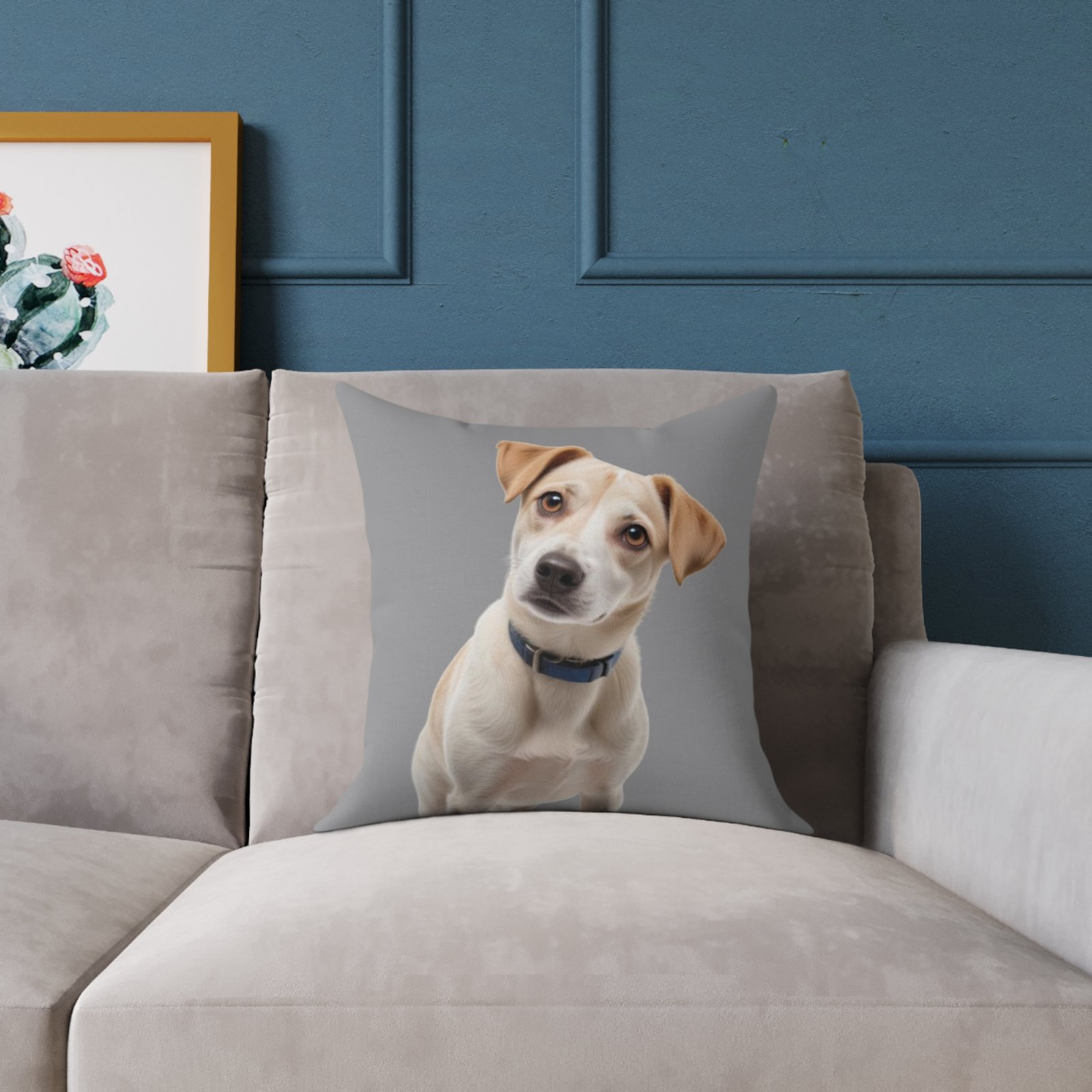 Jack Russell Square Poly Canvas Pillow - Image 3