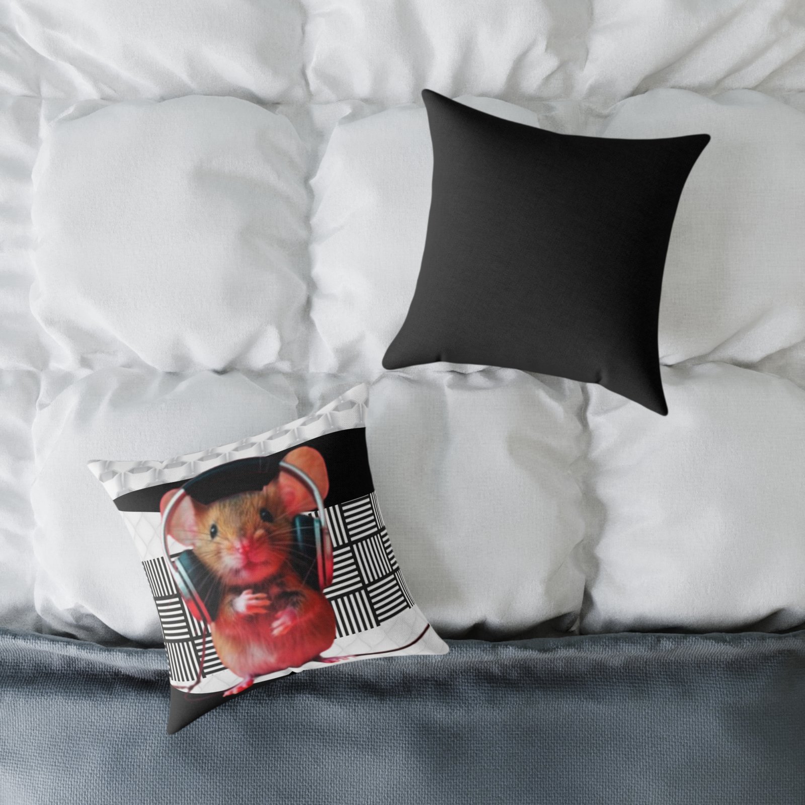 Music Dj Animal Headphones Square Poly Canvas Pillow 08 - Image 4
