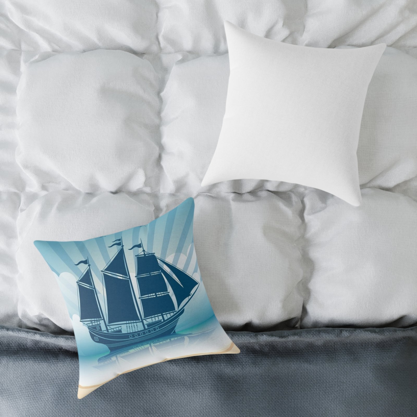 Square Pillow Ships Boats Yachts Sea Sailing Vessels Nautical Decor - Image 8