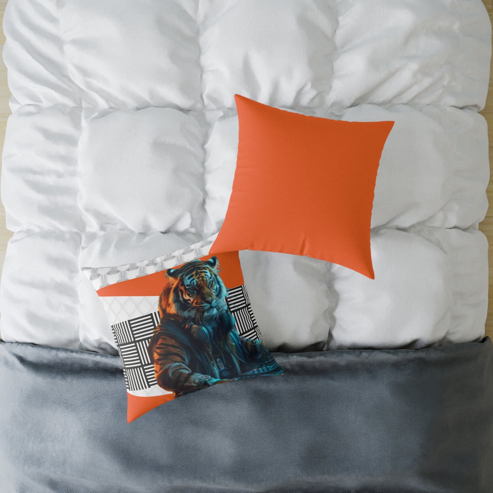 Music Dj Animal Headphones Square Poly Canvas Pillow 08 - Image 12