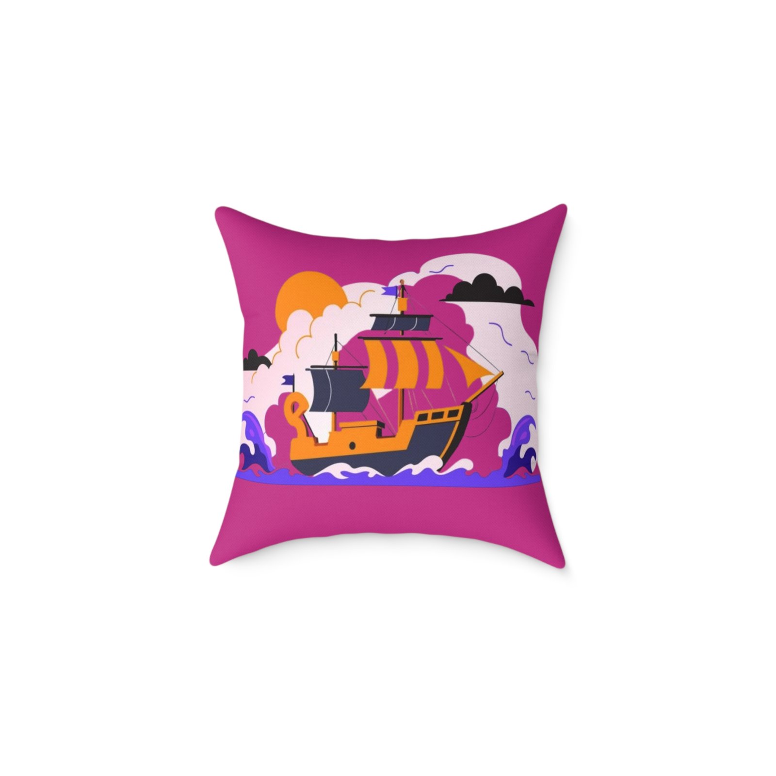 Square Pillow Ships Boats Yachts Sea Sailing Vessels Nautical Decor - Image 5