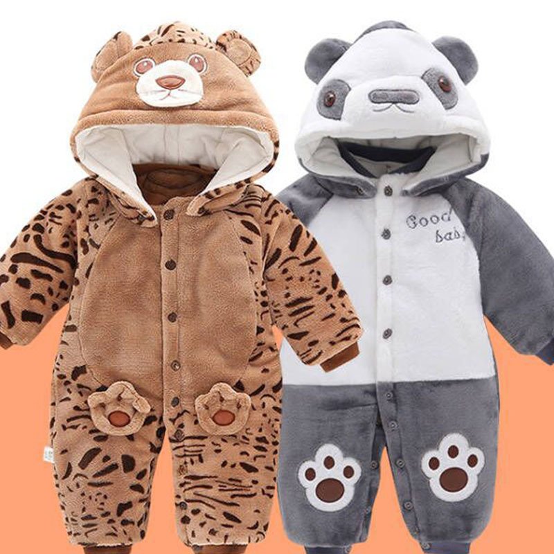 Autumn And Winter Thickening Outwear 0-1 Year Old Male And Female Baby Clothes Baby Bear Shape Jumpsuit - Image 9