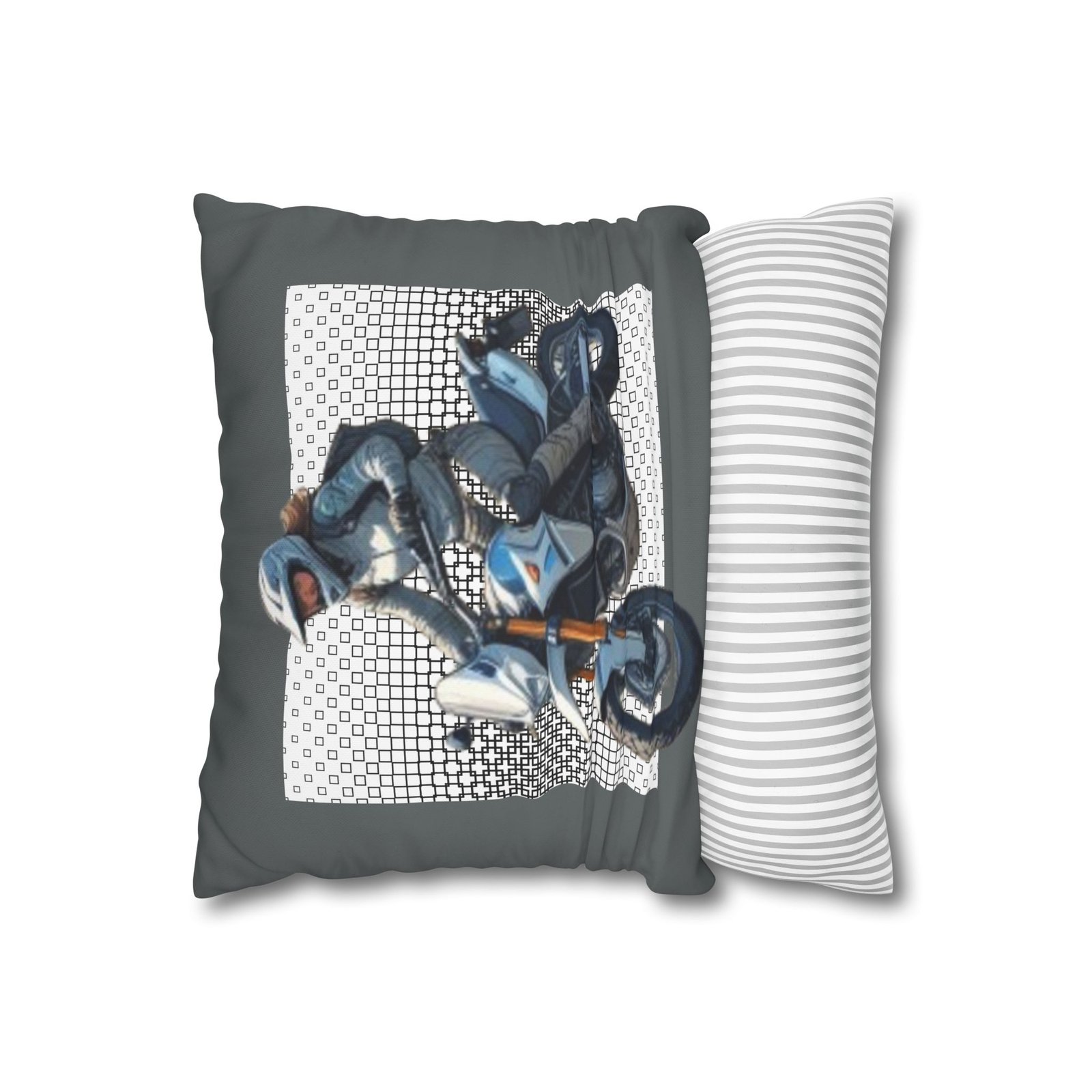 Scrambling Bikes Square Poly Canvas Pillowcase - Image 2