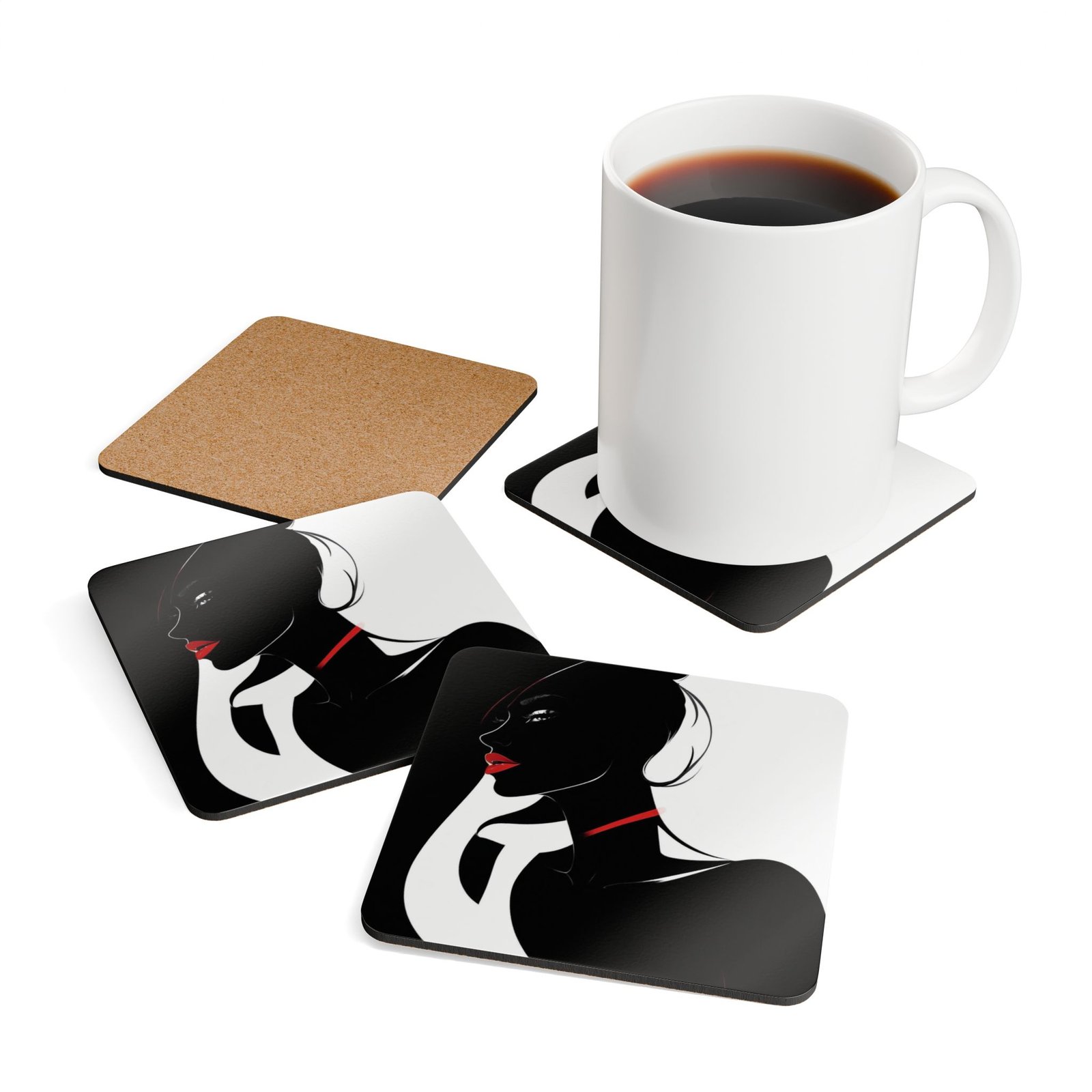 Black And White Corkwood Coaster Set - Image 4