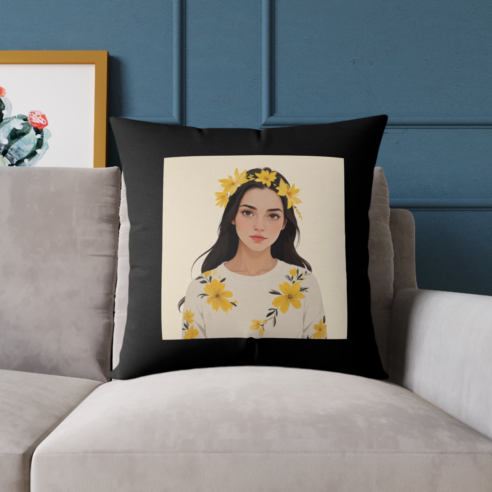 Yellow Flowers Poly Canvas Pillow - Image 15