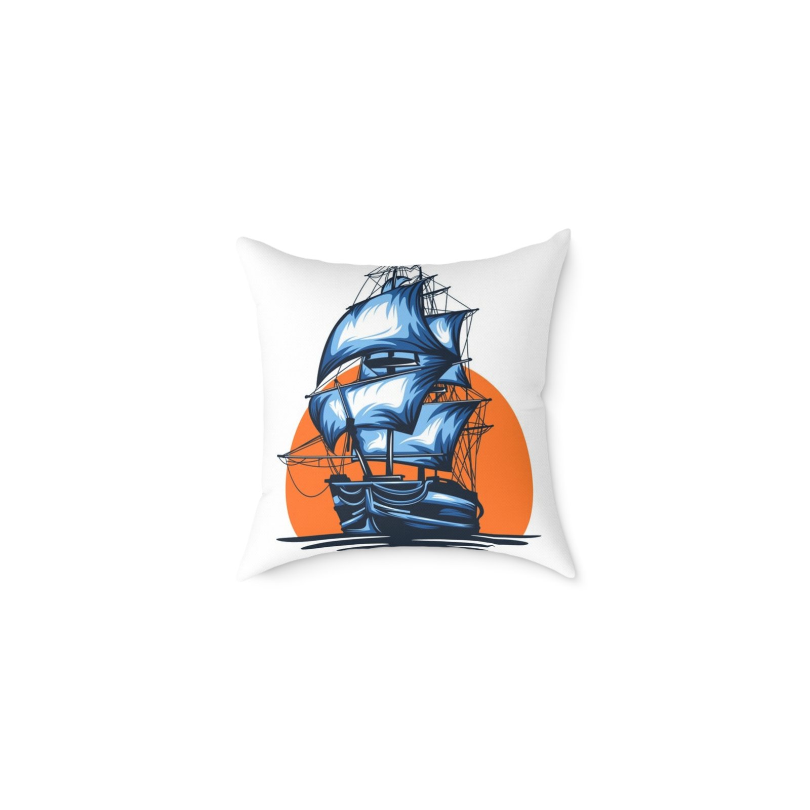 Square Pillow Ships Boats Yachts Sea Sailing Vessels Nautical Decor
