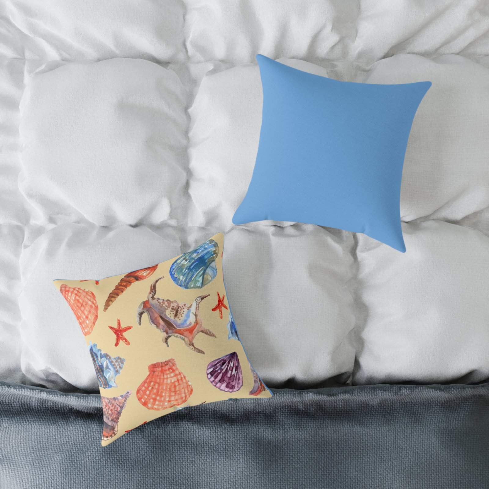 Sea shells Seaside Beach Square Poly Canvas Pillow 08 - Image 4