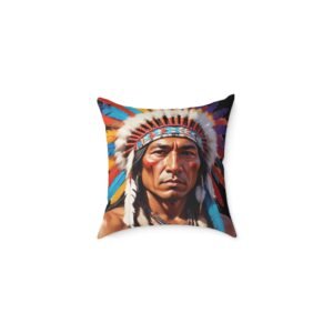 Red Indian  Square Poly Canvas Pillow