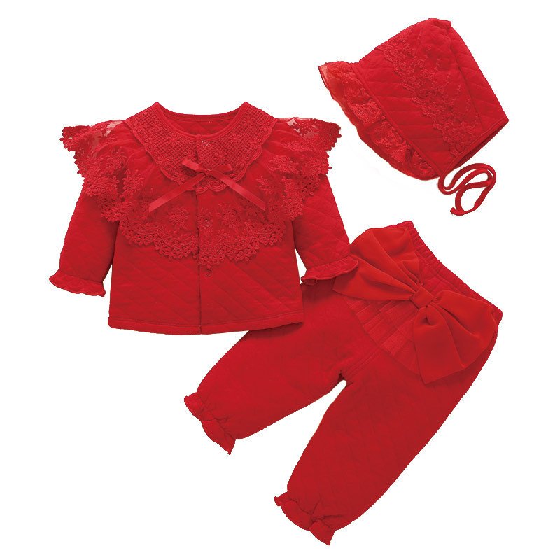 Baby Fall/Winter Girl's Split Three-piece Set Full Moon Toddler - Image 4
