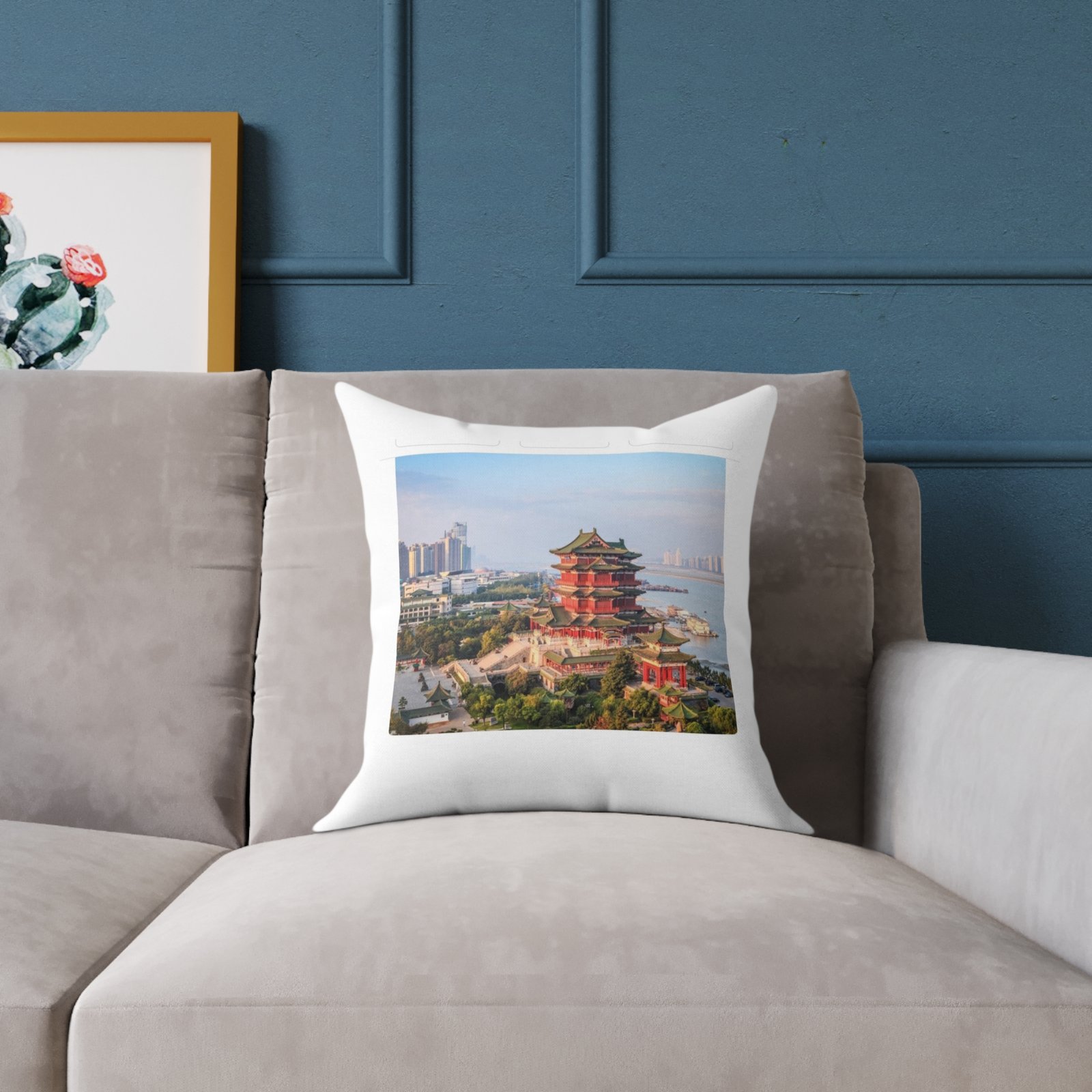 Japans Temple Square Poly Canvas Pillow - Image 3