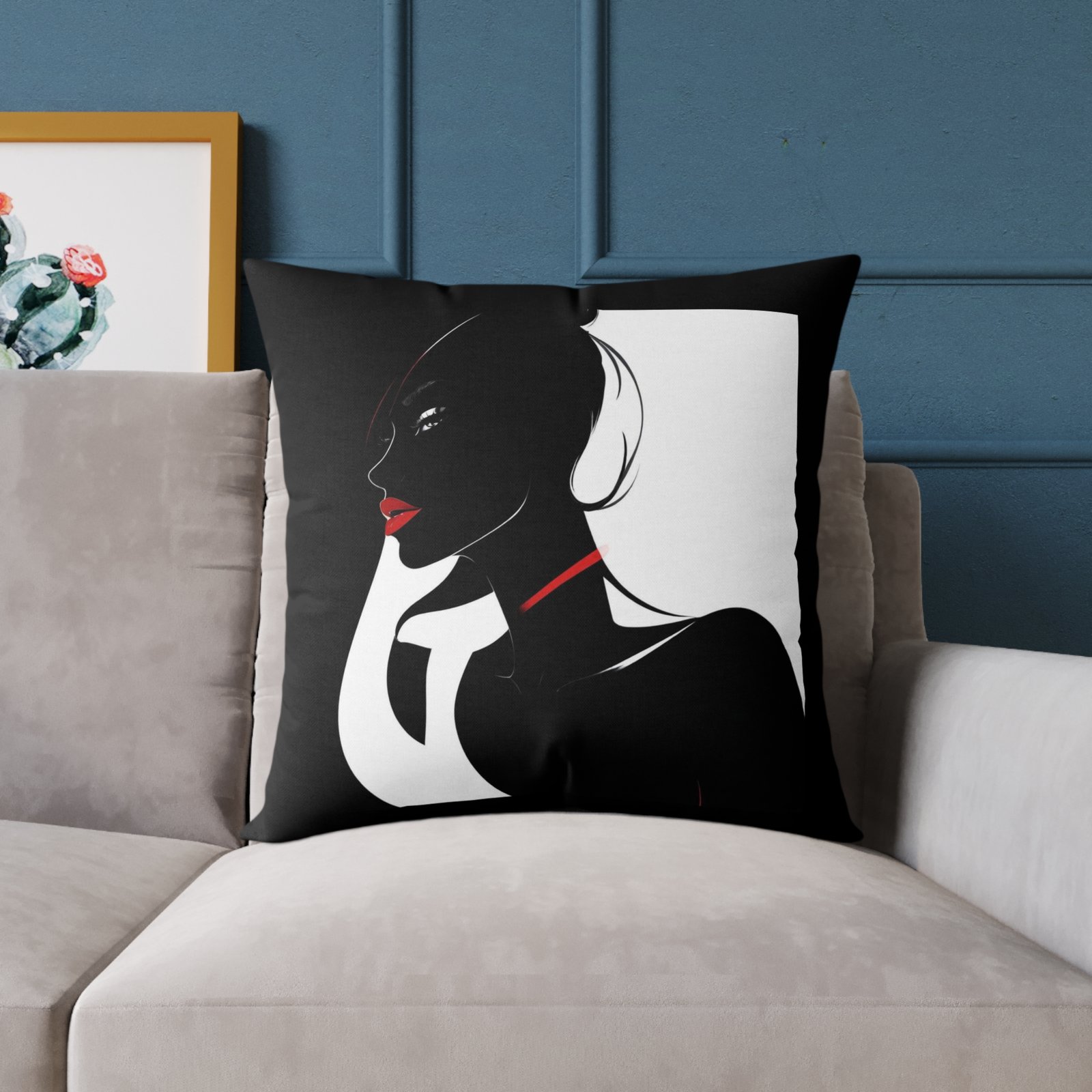 Black & White Square Poly Canvas Pillow - Image 15