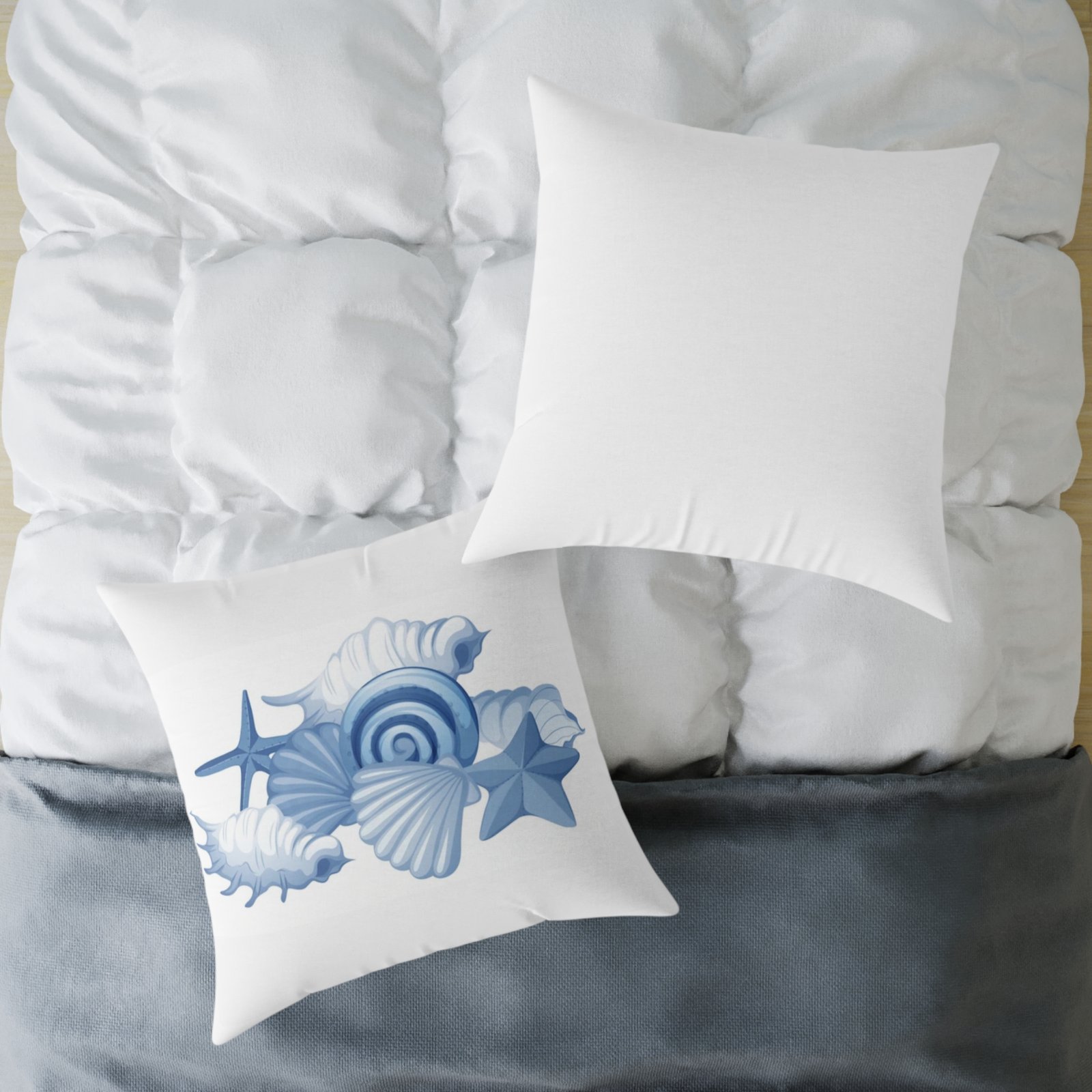 Sea shells Seaside Beach Square Poly Canvas Pillow 08 - Image 20