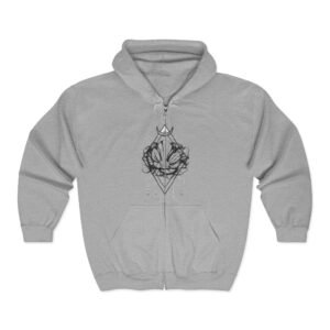 Tattoo  Art Zip-Up Hoodie | Cozy Casual Wear for Fall, Halloween, Goth Fashion, Unique Gift for Art Lovers, Layering Essential