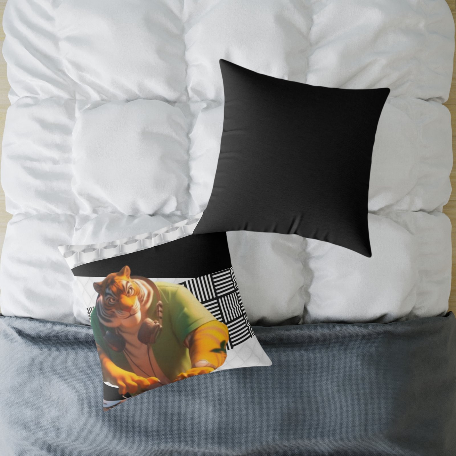 Music Dj Animal Headphones Square Poly Canvas Pillow 08 - Image 16