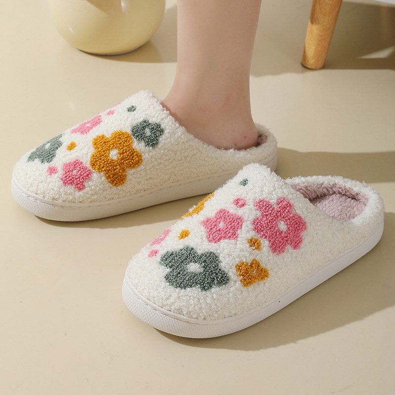 Warm Indoor Comfortable Colorful Flowers Cotton Slippers - Image 3