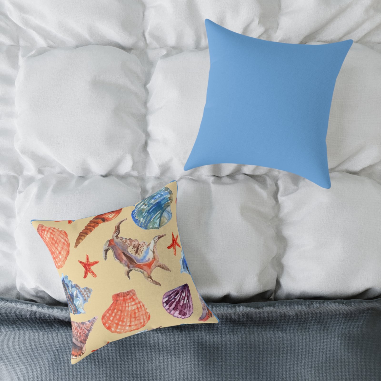 Sea shells Seaside Beach Square Poly Canvas Pillow 08 - Image 8