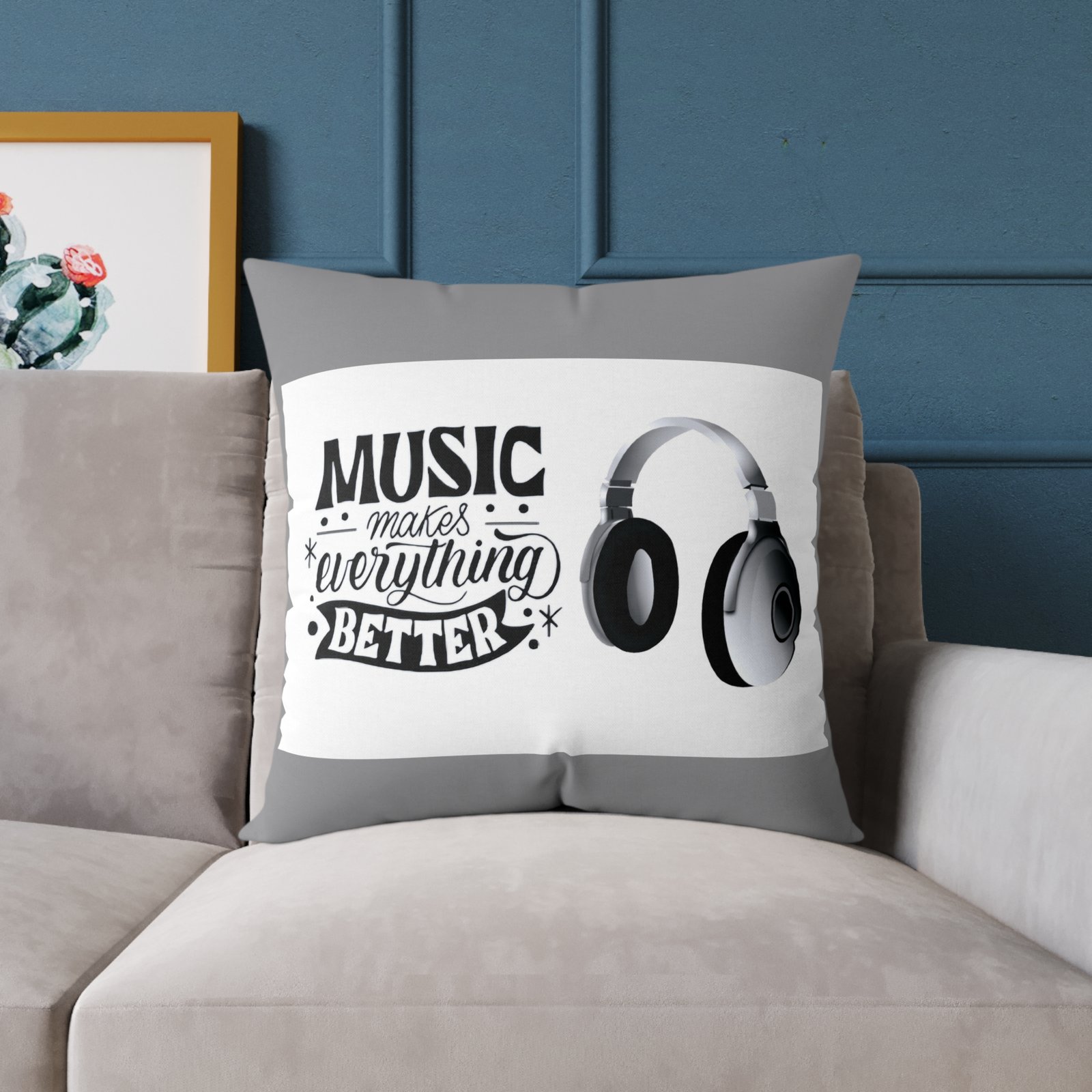 Headphones Poly Canvas Pillow - Image 15