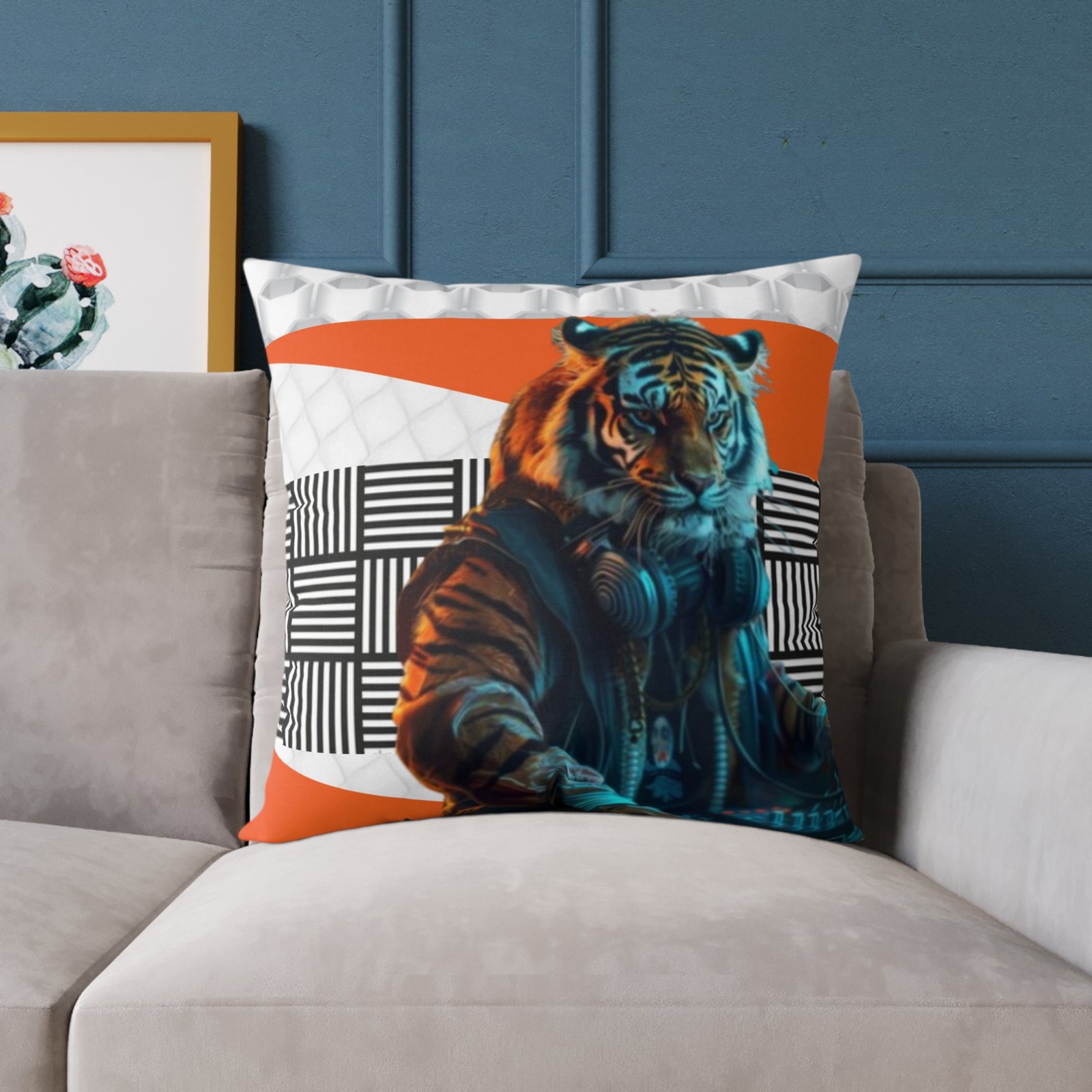 Music Dj Animal Headphones Square Poly Canvas Pillow 08 - Image 15