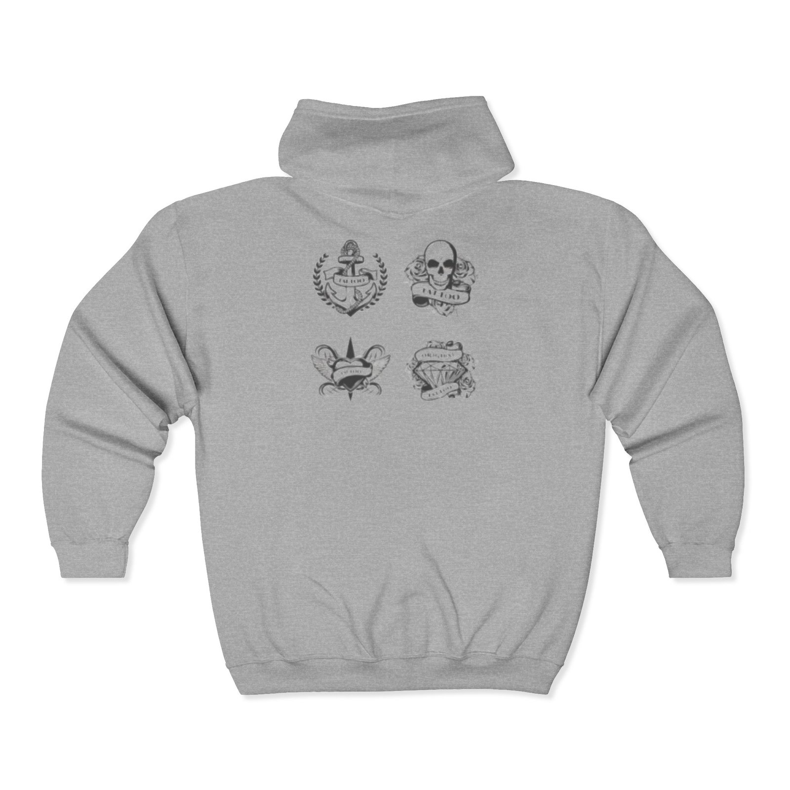 Tattoo Art Zip-Up Hoodie | Cozy Casual Wear for Fall, Halloween, Goth Fashion, Unique Gift for Art Lovers, Layering Essential - Image 3