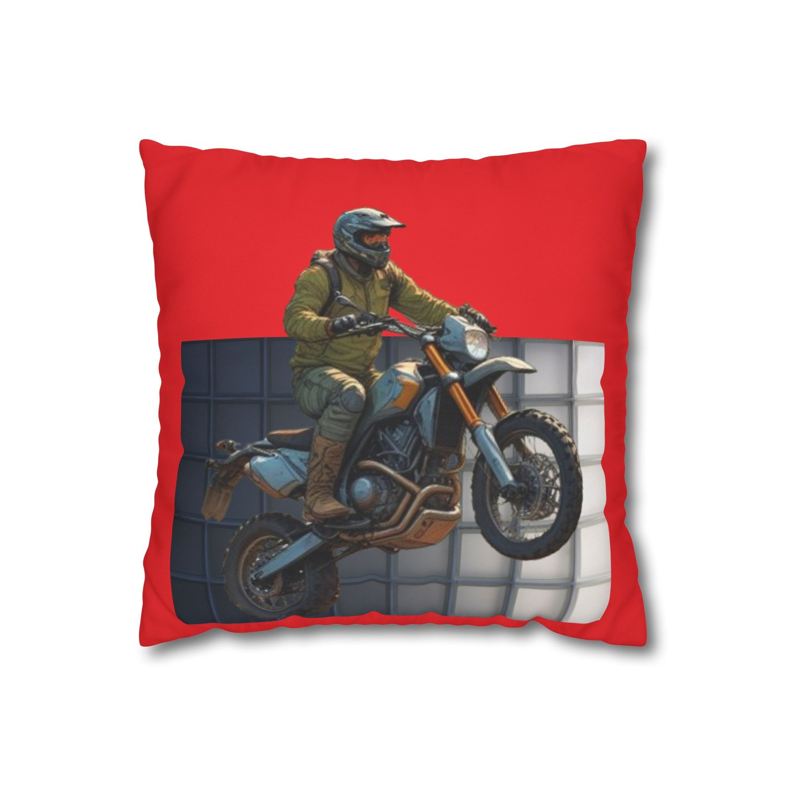 Scrambling Bikes Square Poly Canvas Pillowcase