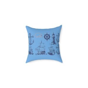Square Pillow Ships Boats Yachts Sea Sailing Vessels Nautical Decor