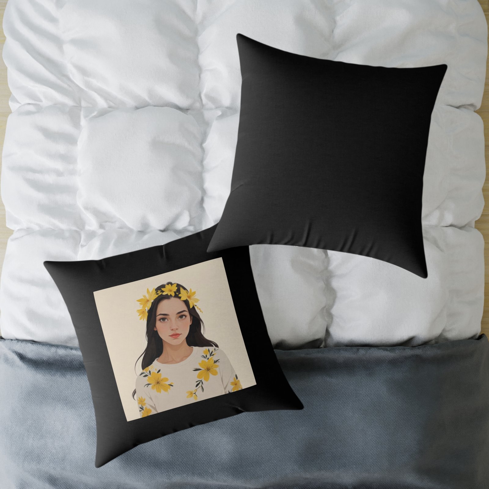 Yellow Flowers Poly Canvas Pillow - Image 20