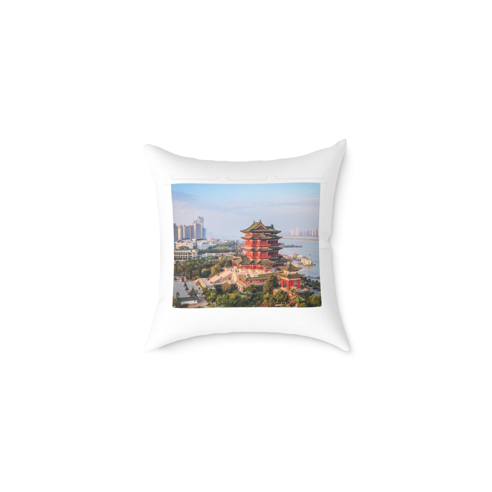 Japans Temple Square Poly Canvas Pillow