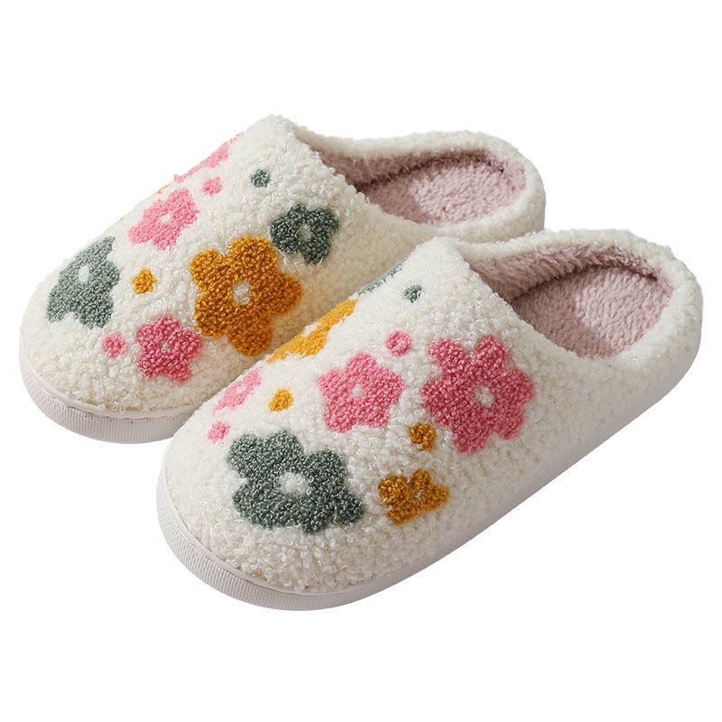 Warm Indoor Comfortable Colorful Flowers Cotton Slippers - Image 5