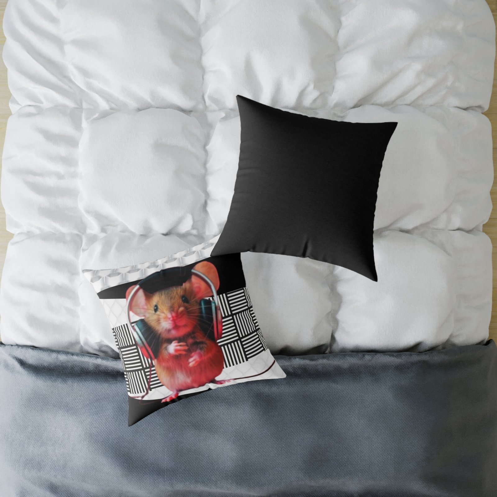 Music Dj Animal Headphones Square Poly Canvas Pillow 08 - Image 12