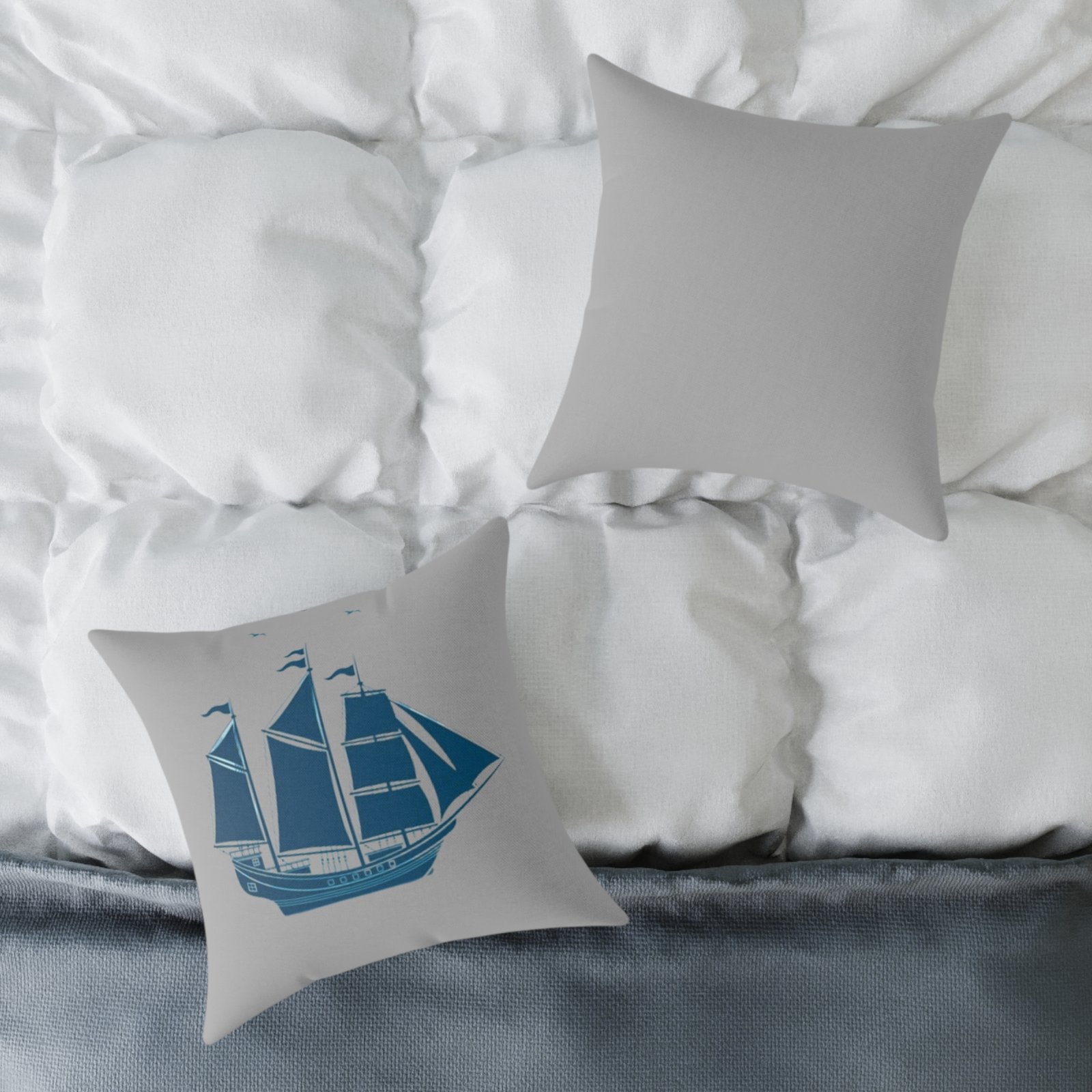 Square Pillow Ships Boats Yachts Sea Sailing Vessels Nautical Decor - Image 8