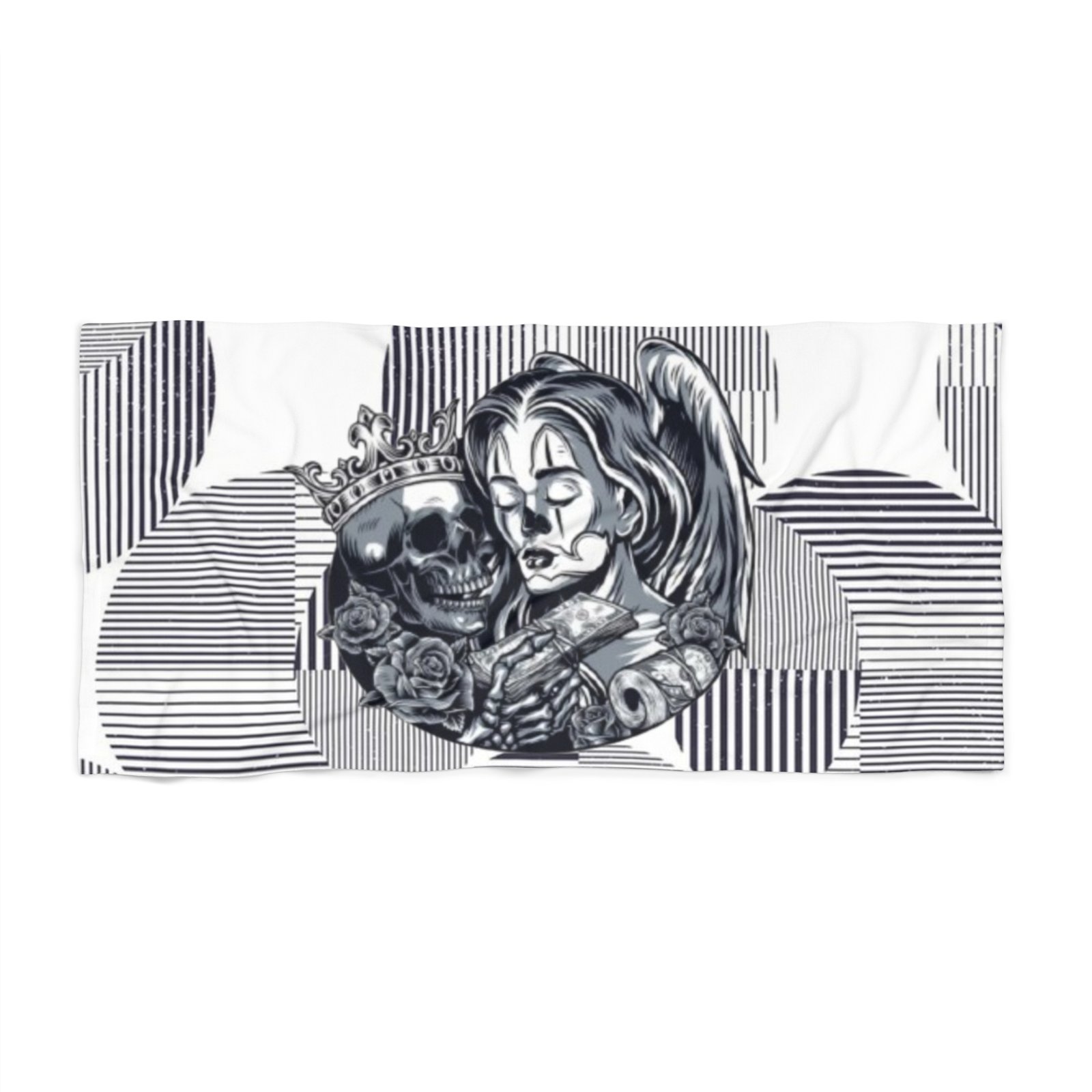 Skull Tattoo Beach Towel - A Bold Statement for Beach Lovers, Surf & Swim, Summer Travel, Pool Parties, Unique Gift Idea