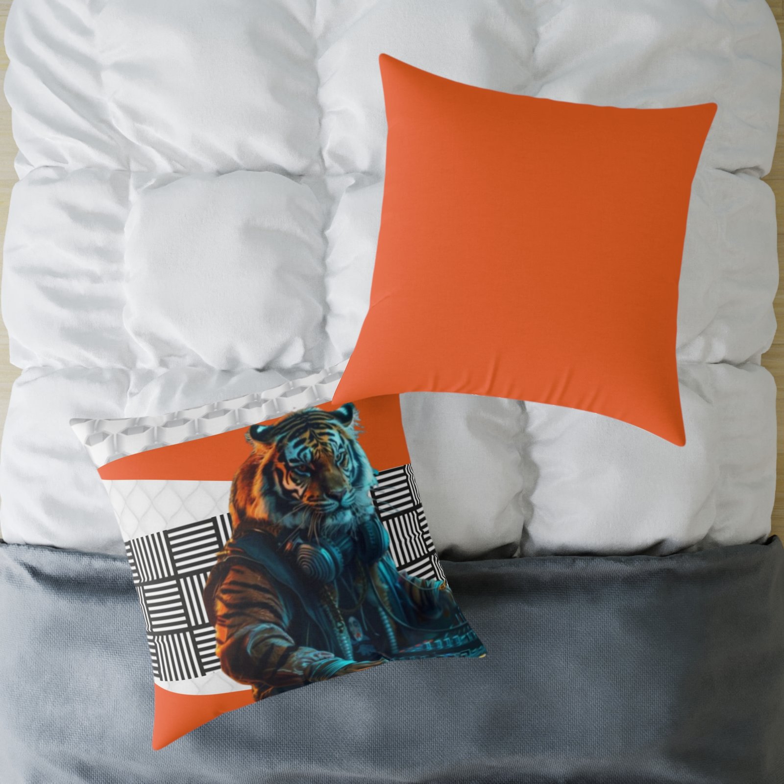 Music Dj Animal Headphones Square Poly Canvas Pillow 08 - Image 20