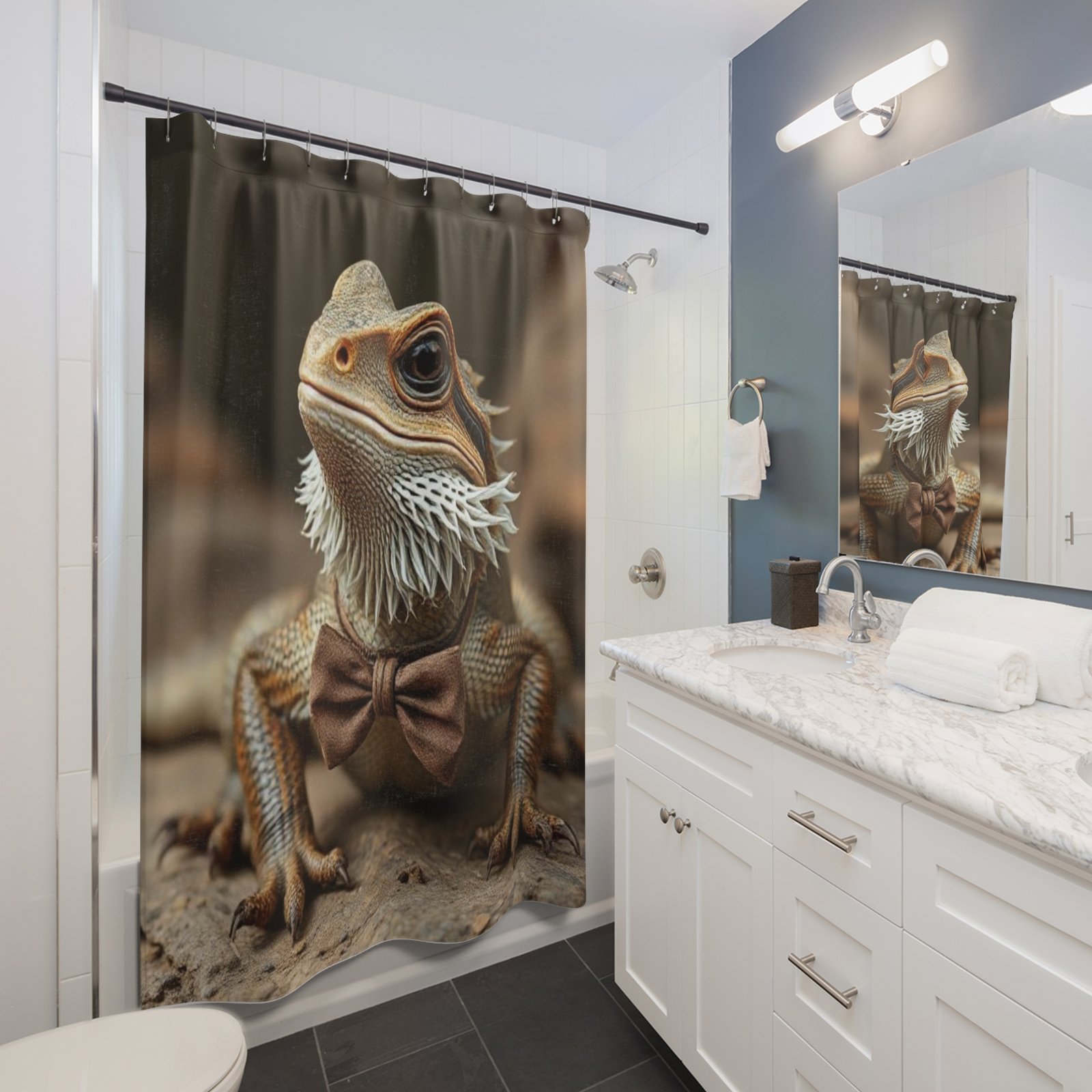 Bearded Dragon Shower Curtain, Unique Bathroom Decor, Reptile Lovers Gift, Fun Home Accessories, Quirky Bathroom Style - Image 3