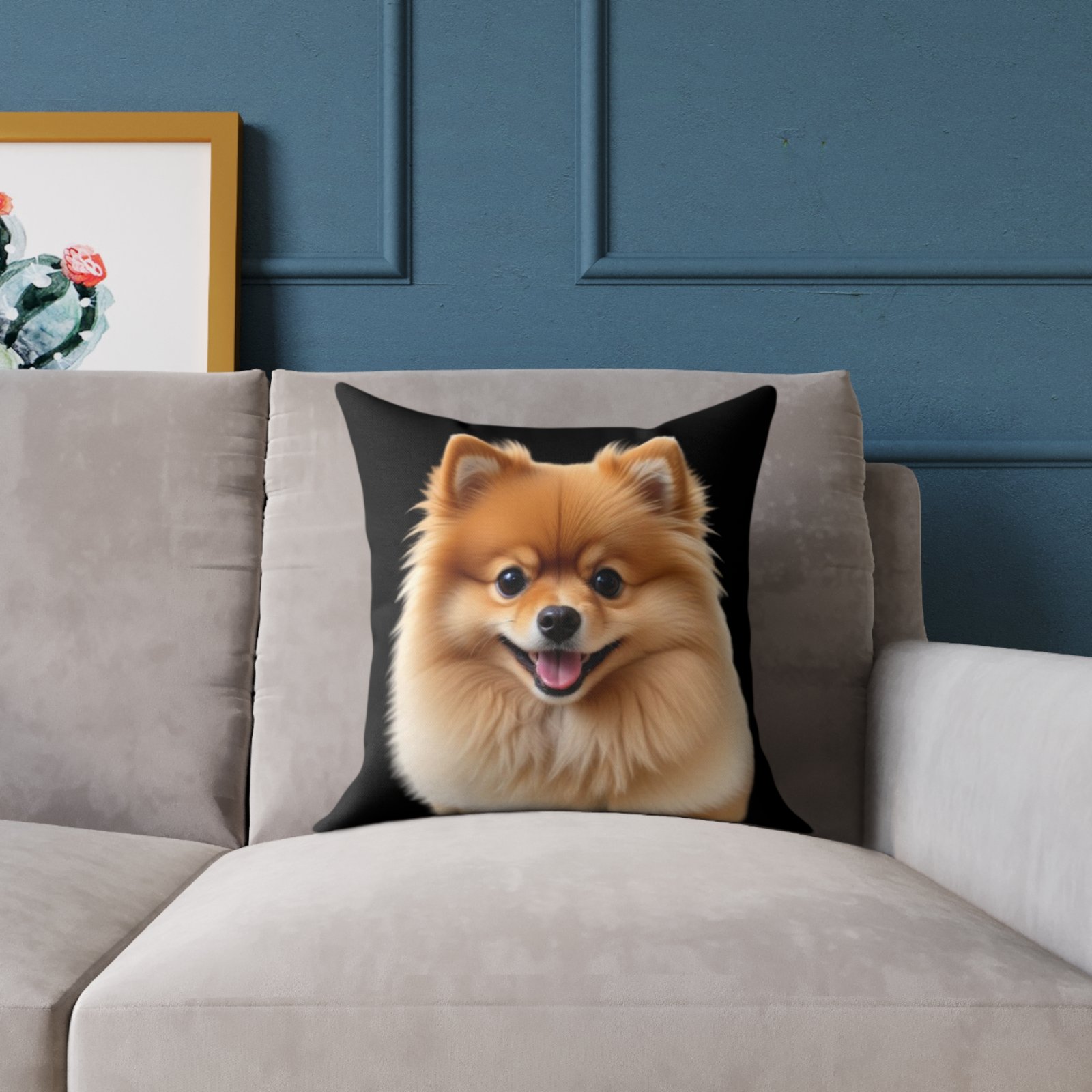 Pomeranian Dog Square Poly Canvas Pillow - Image 3