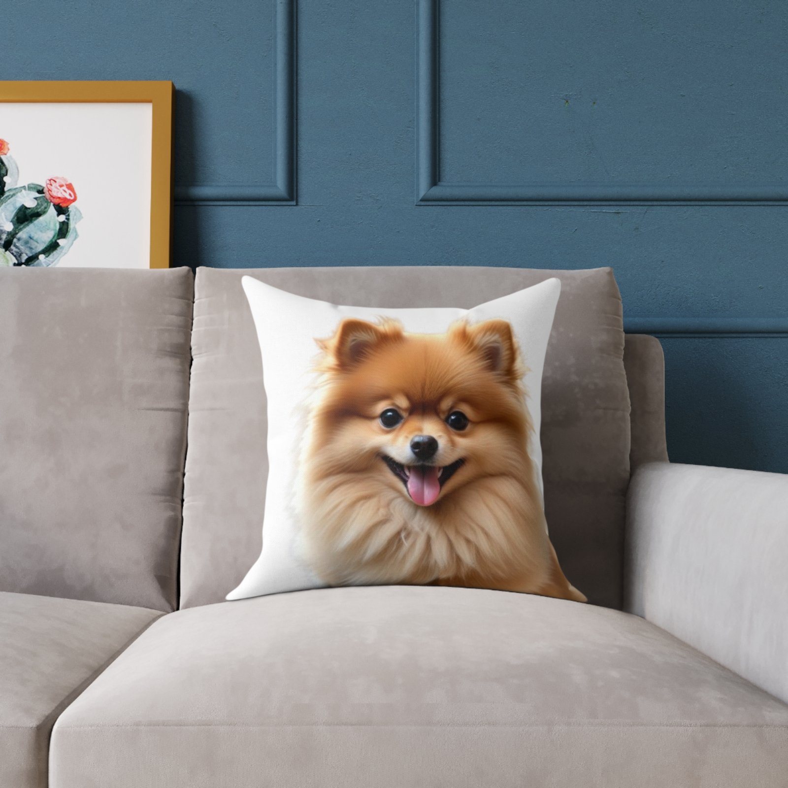 Pomeranian Dog Square Poly Canvas Pillow - Image 3