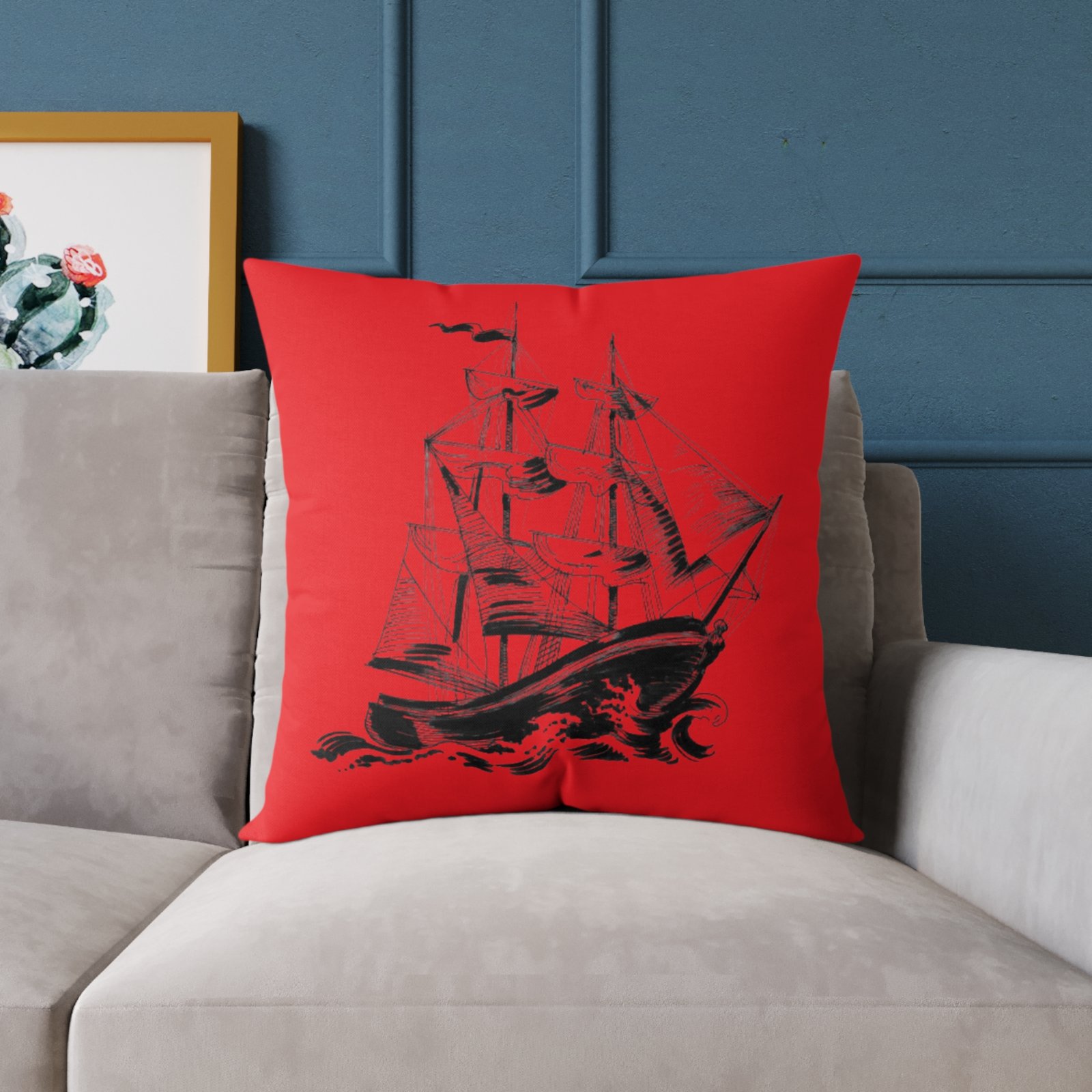 Square Pillow Ships Boats Yachts Sea Sailing Vessels Nautical Decor - Image 15