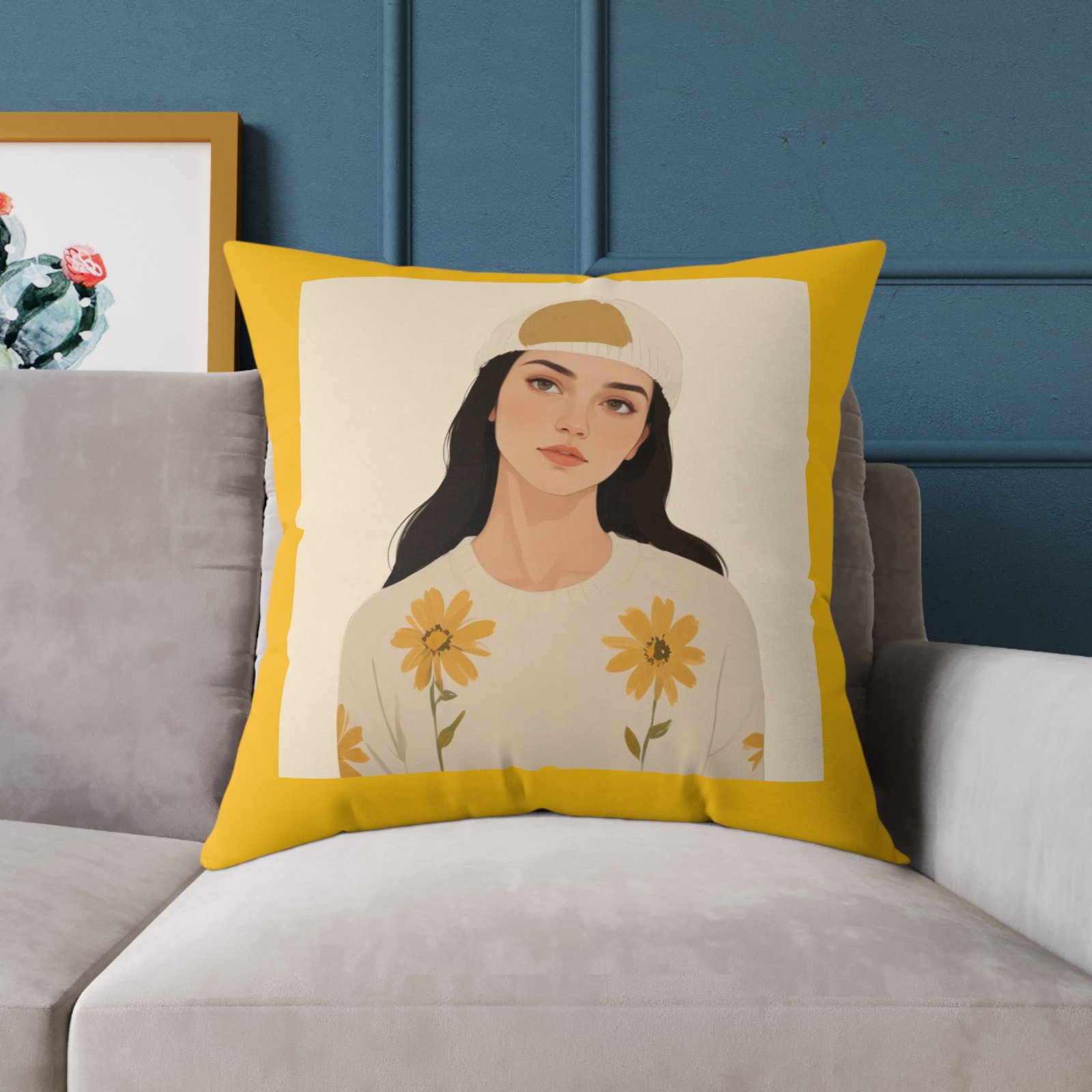 Yellow Flowers Poly Canvas Pillow - Image 19