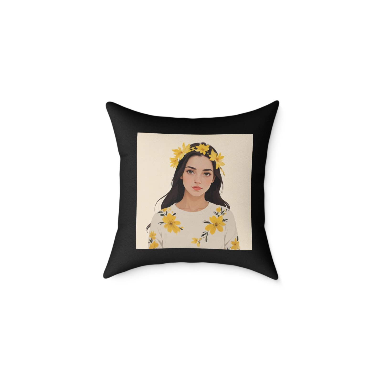 Yellow Flowers Poly Canvas Pillow - Image 5