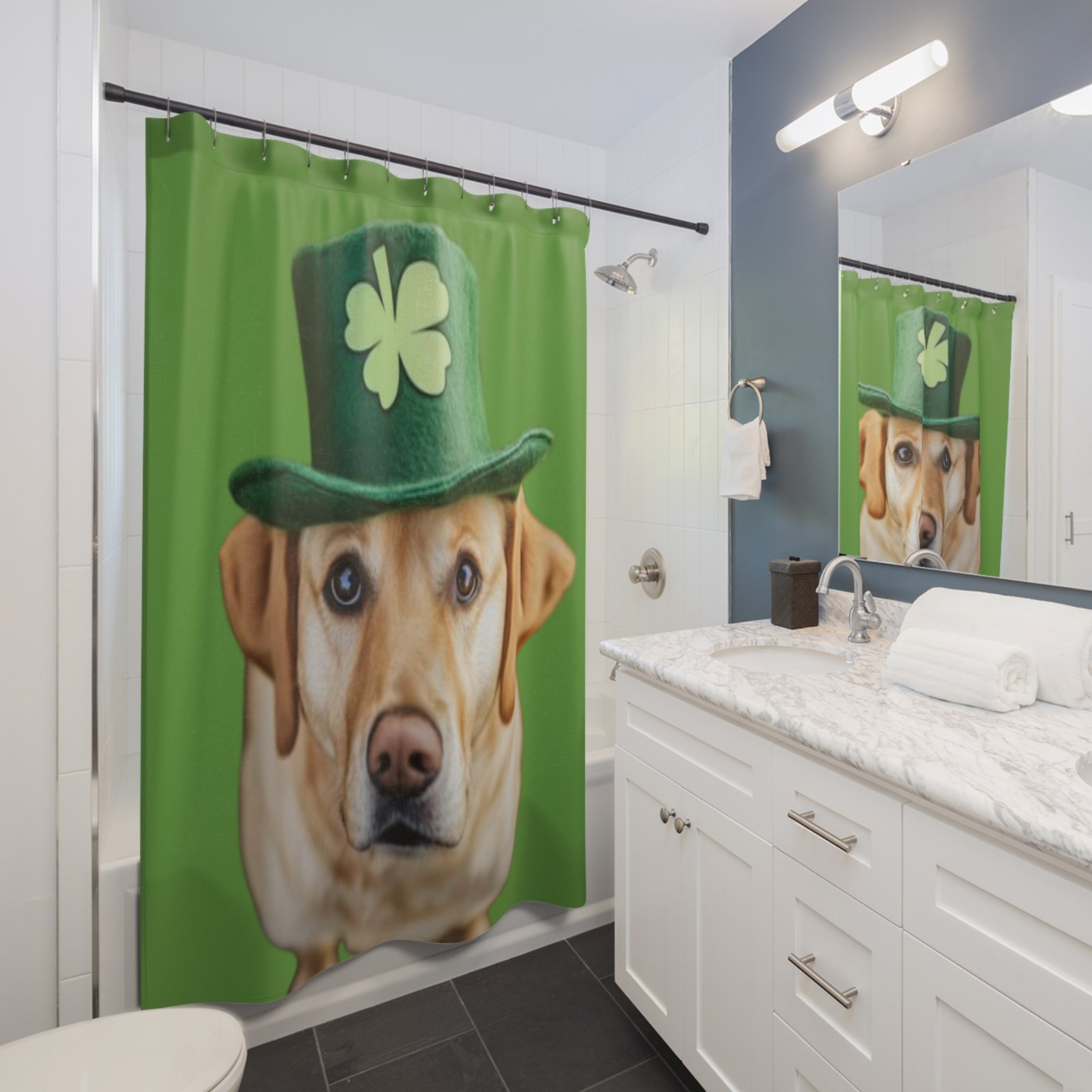 Labrador Dog Lover Funny Shower Curtain | Cozy Pet Decor, Dog Lover Gift, Rustic Bathroom Accessory, Home Decoration - Image 3