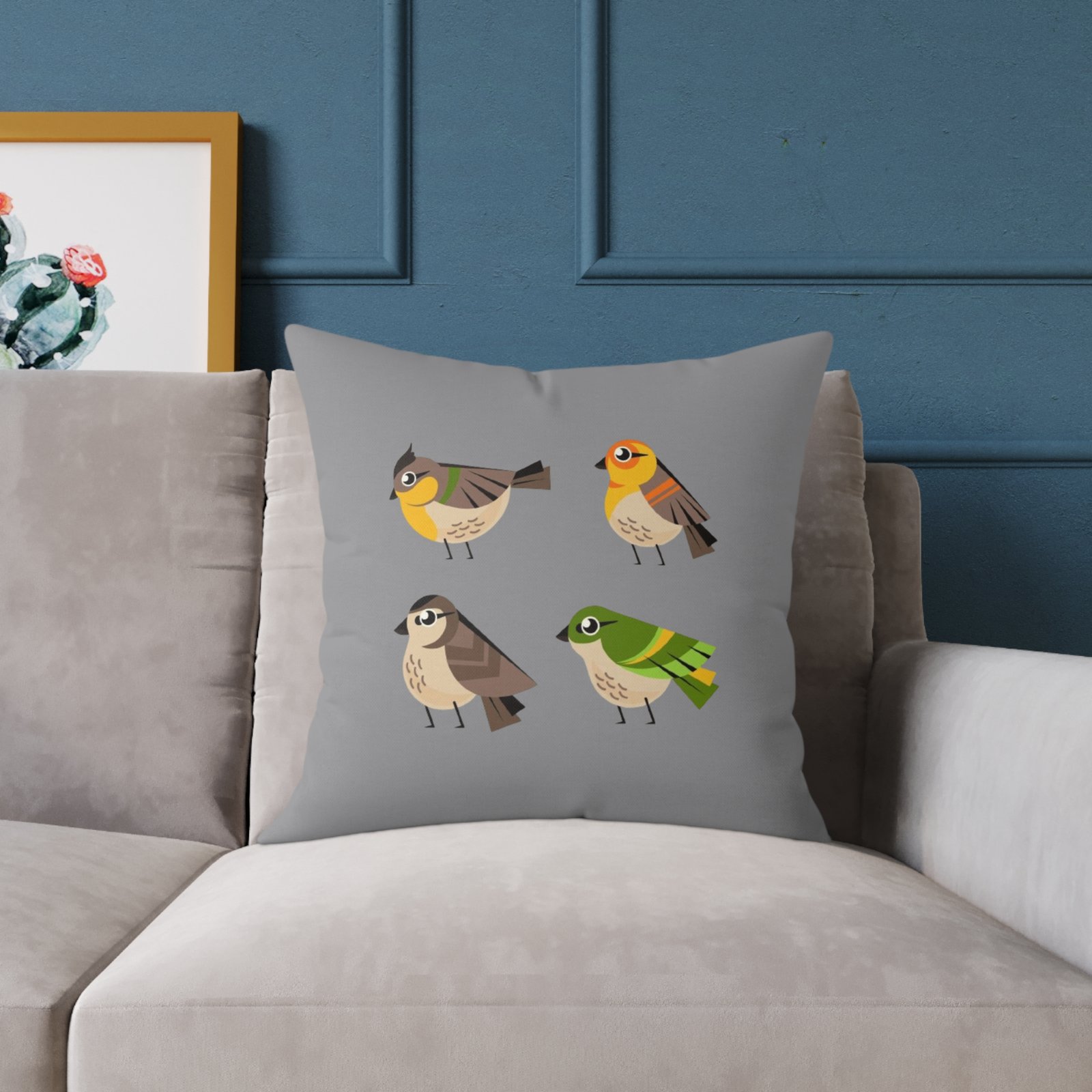 Bird Design Square Poly Canvas Pillow - Image 11