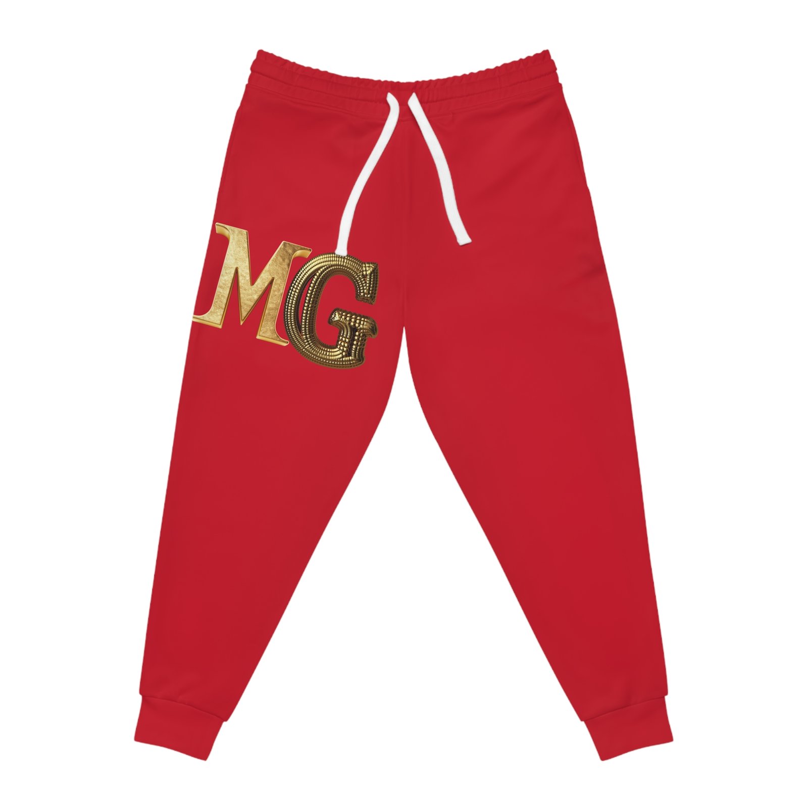 Athletic Joggers with MG Design, Comfortable Jogging Pants, Sportswear Gift, Activewear, Fitness Apparel, Red Joggers