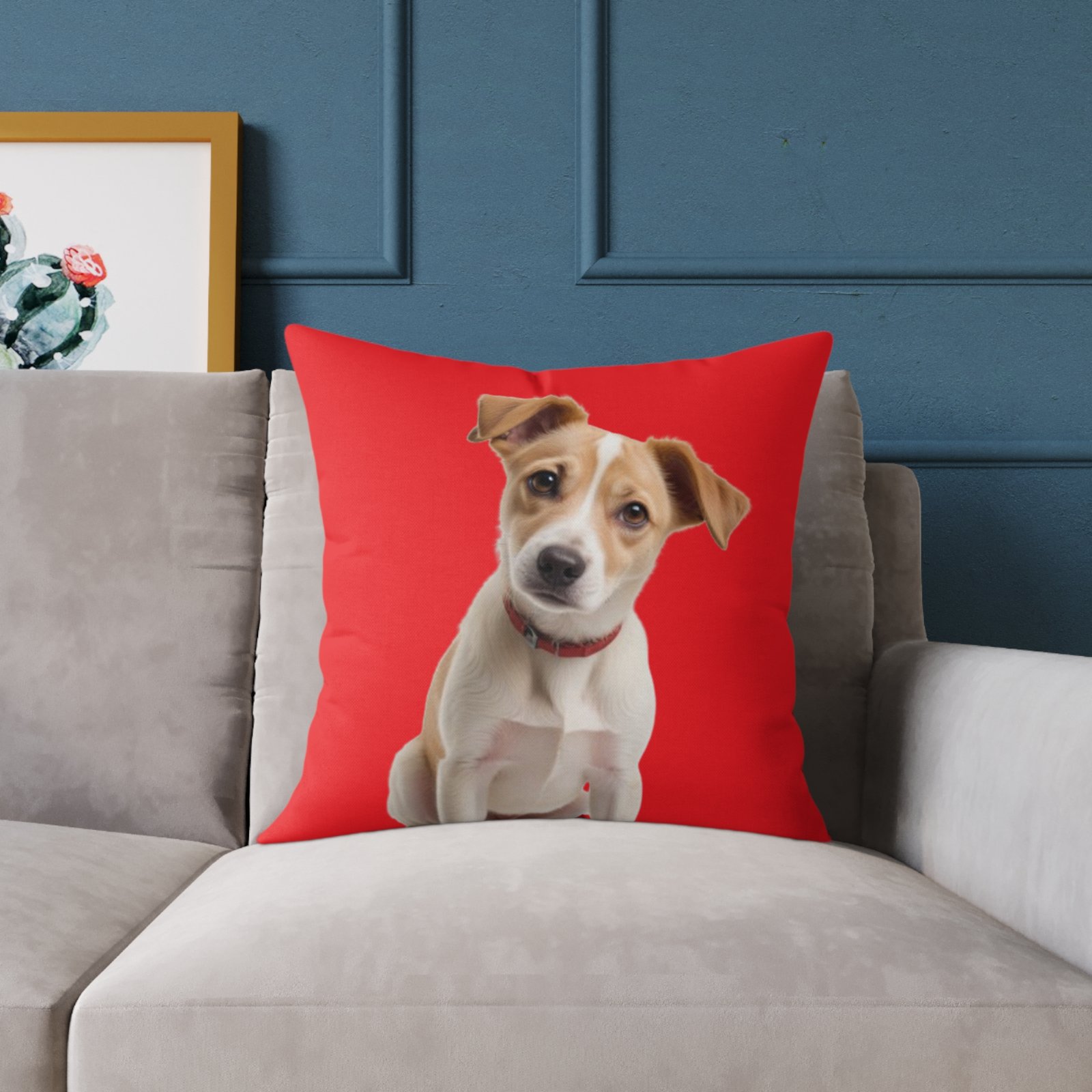 Jack Russell Square Poly Canvas Pillow - Image 11