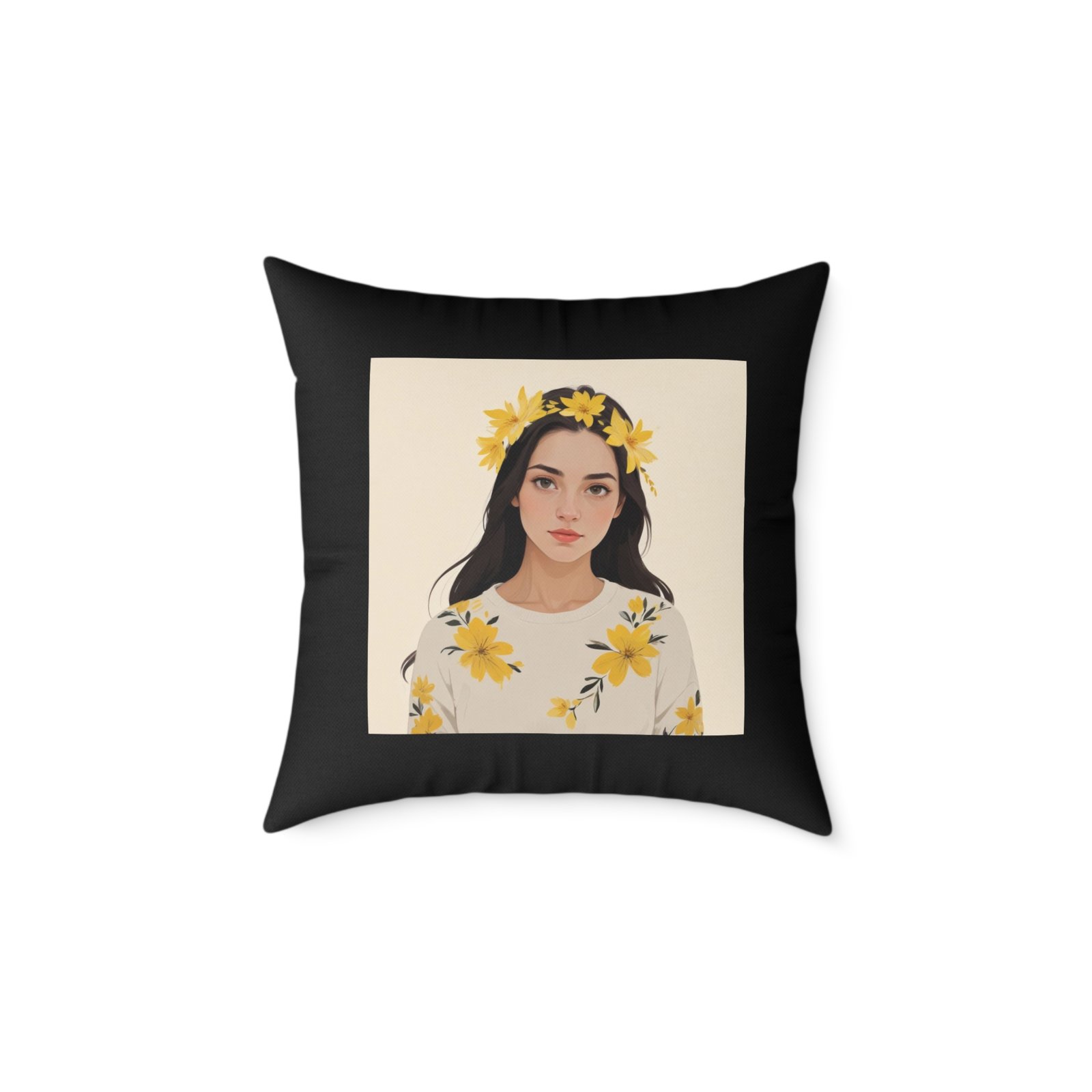 Yellow Flowers Poly Canvas Pillow - Image 9